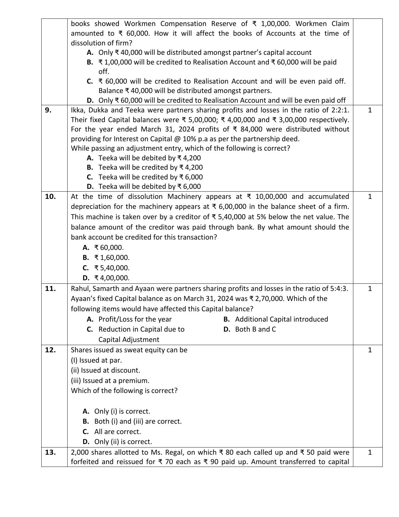 CBSE Class 12 Accountancy Sample Question Paper 2024-25 - Page 4
