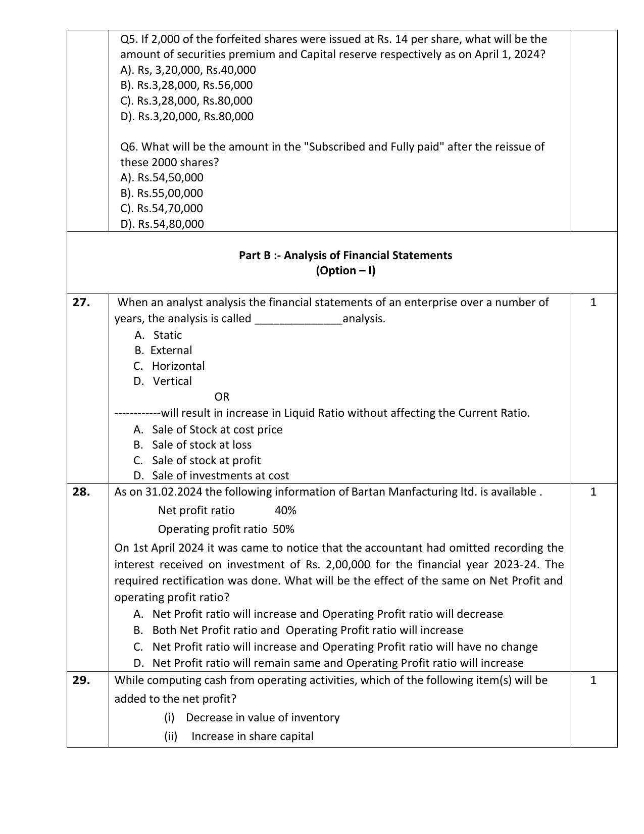 CBSE Class 12 Accountancy Sample Question Paper 2024-25 - Page 11