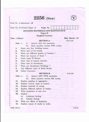 AP Inter 2nd Year Building Materials Maintenance-II (new) March-2020-Vocational Question Pape