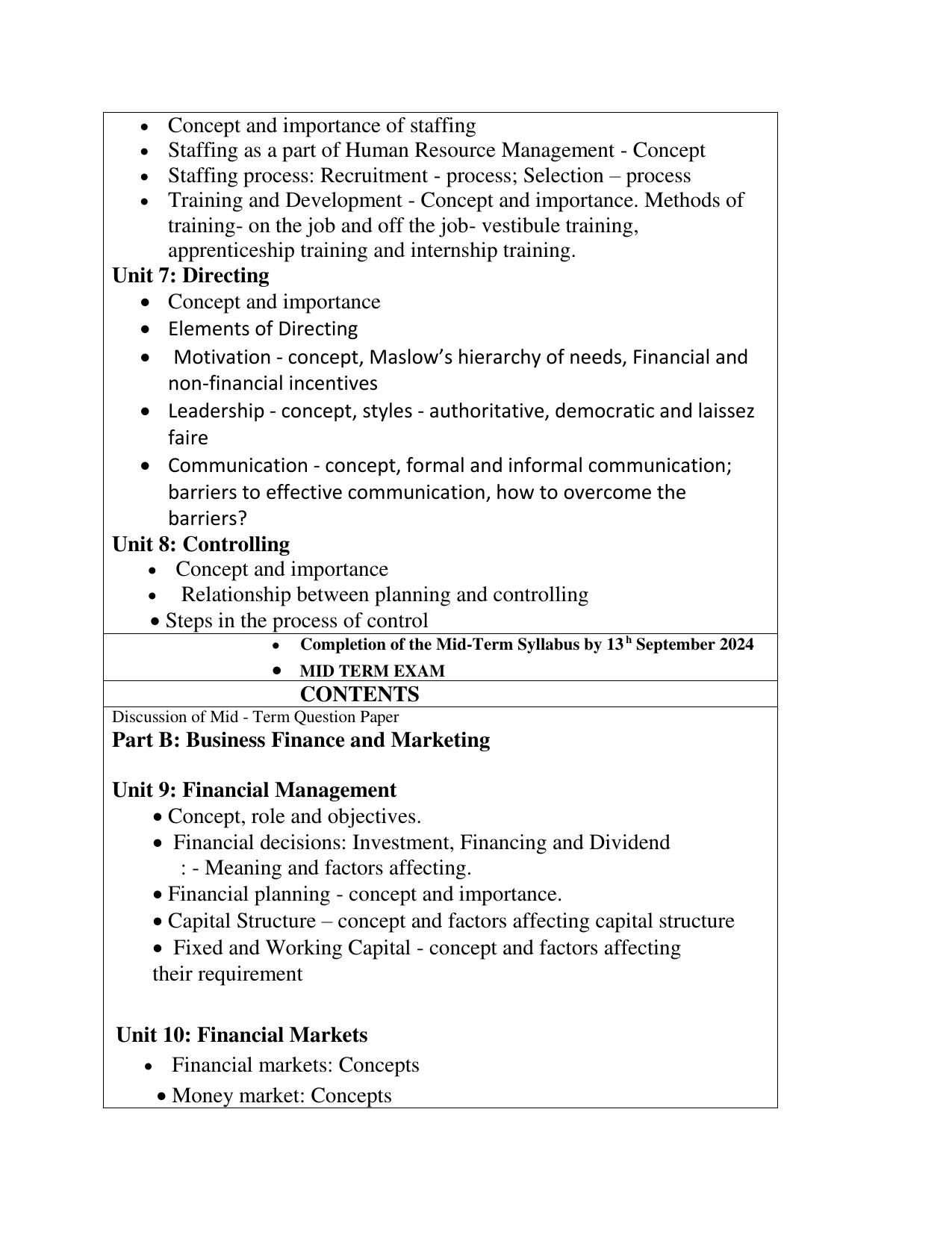 Edudel Class 12 Business Study (English Medium) Syllabus 2025 - Page 2