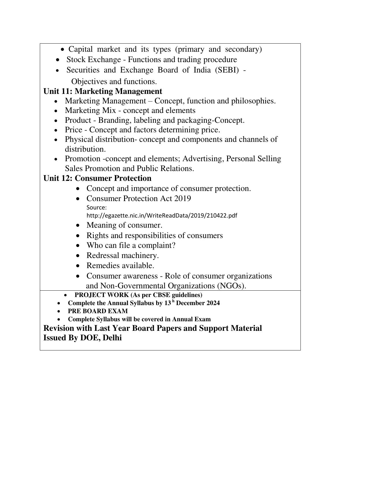 Edudel Class 12 Business Study (English Medium) Syllabus 2025 - Page 3