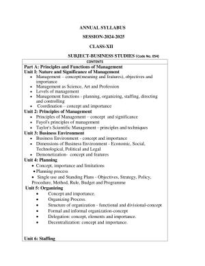 Edudel Class 12 Business Study (English Medium) Syllabus 2025