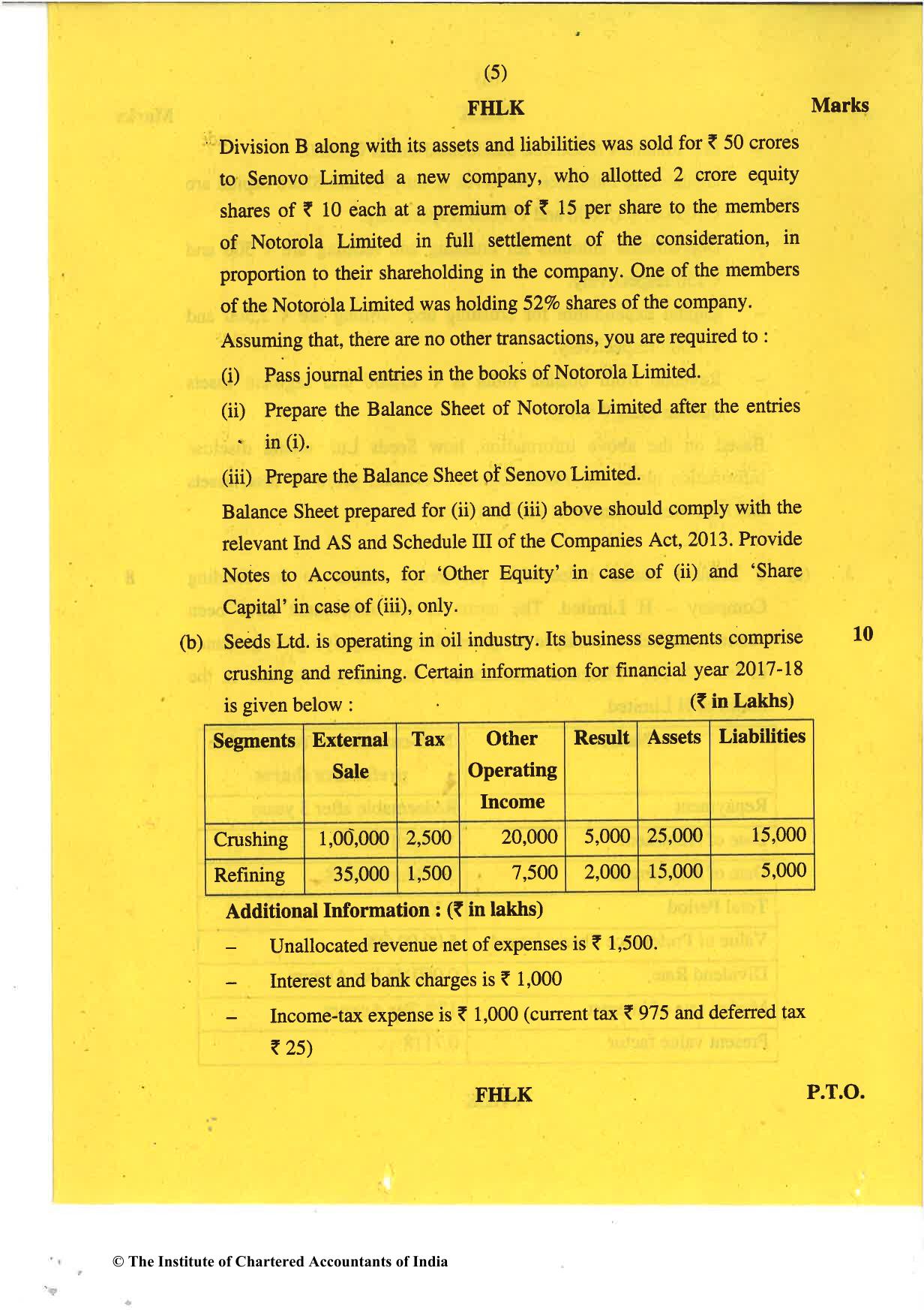 CA Final May 2018 Question Paper - Paper 1 – Financial Reporting - Page 5