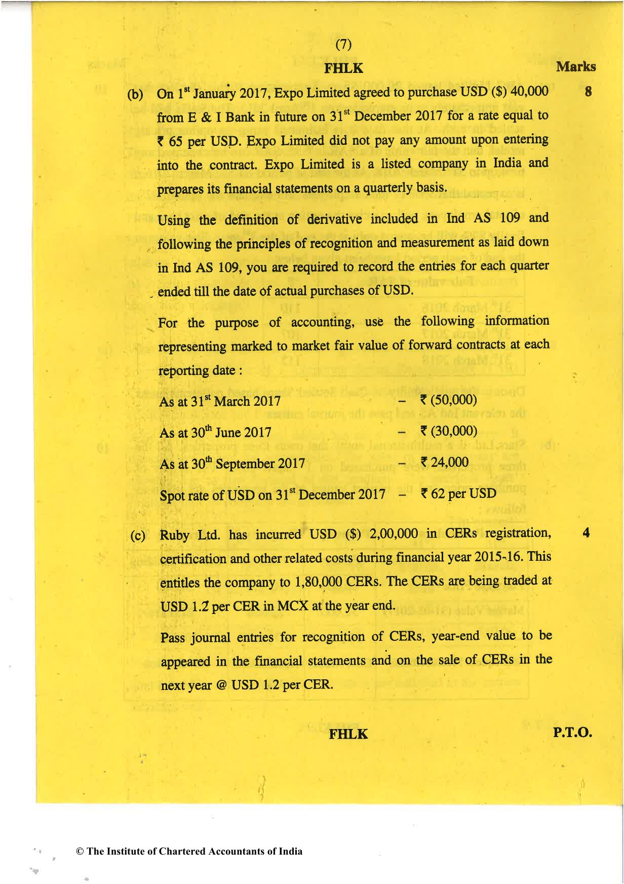 CA Final May 2018 Question Paper - Paper 1 – Financial Reporting - Page 7