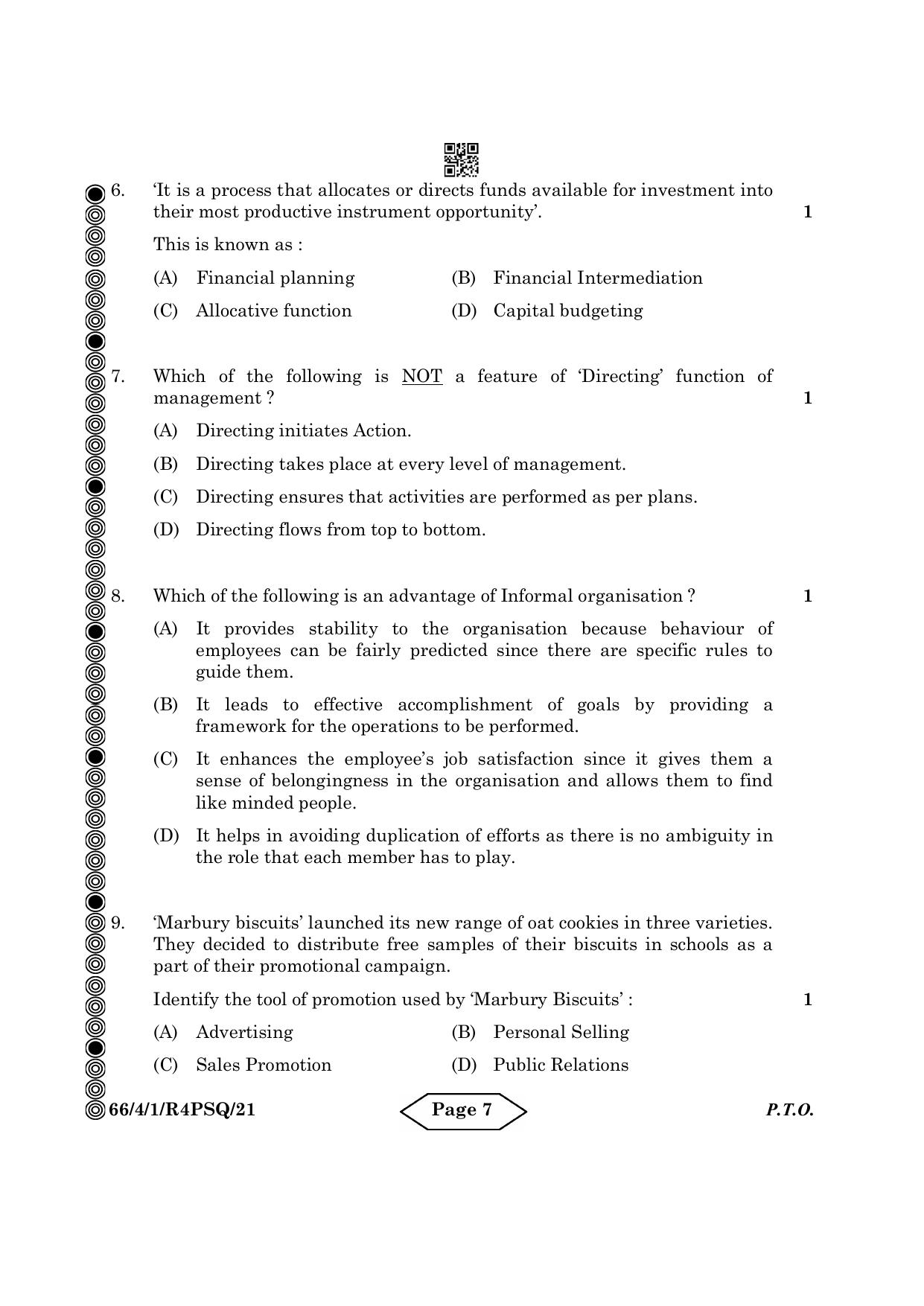 CBSE Class 12 4-1 Bussiness Studies 2024 Question Paper - Page 7