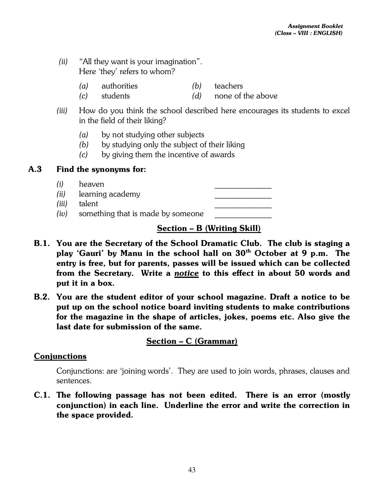 CBSE Worksheets for Class 8 English Assignment 13 - Page 2