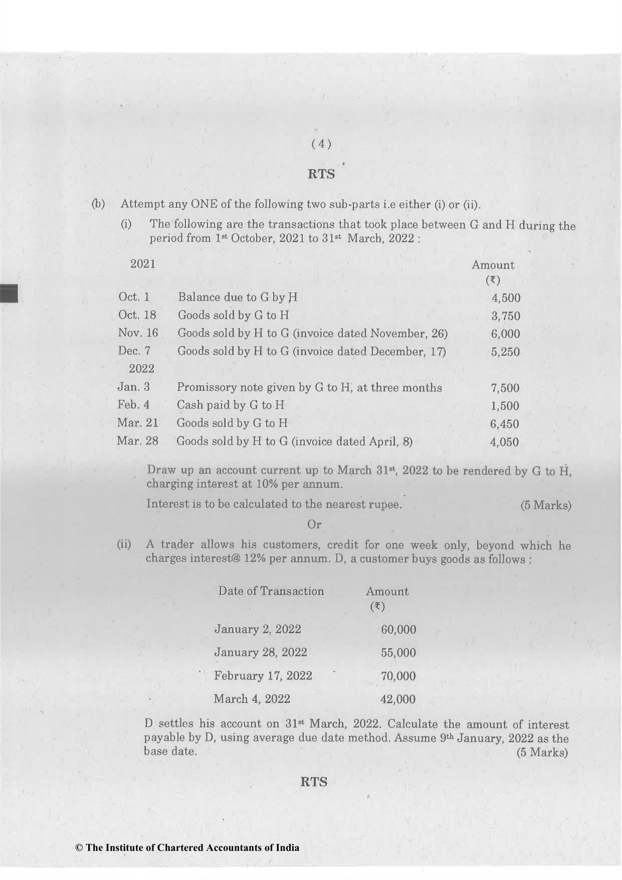 CA Foundation December 2022 Question Paper - Paper 1 (Principles and Practice of Accounting) - Page 4