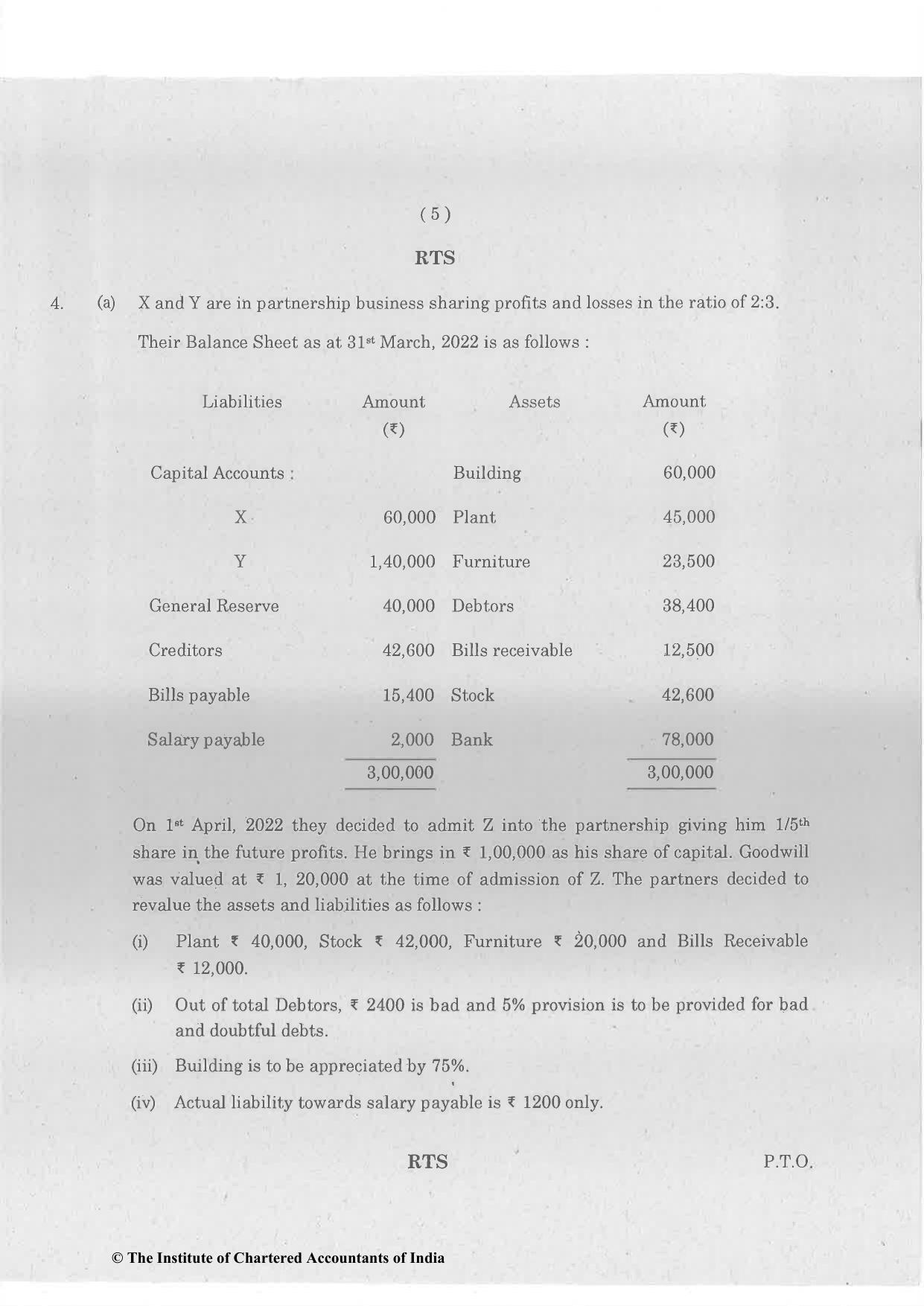 CA Foundation December 2022 Question Paper - Paper 1 (Principles and Practice of Accounting) - Page 5