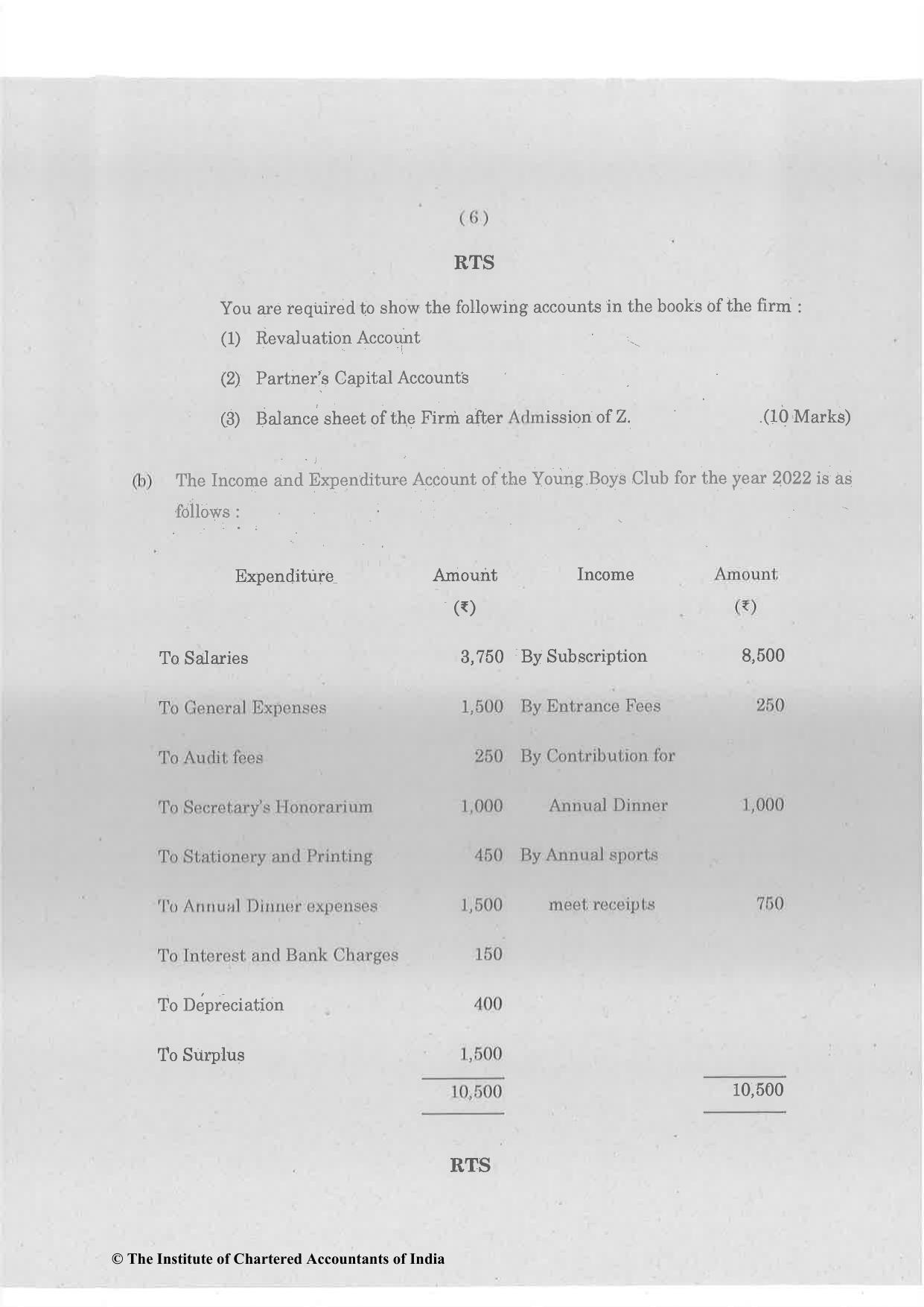 CA Foundation December 2022 Question Paper - Paper 1 (Principles and Practice of Accounting) - Page 6