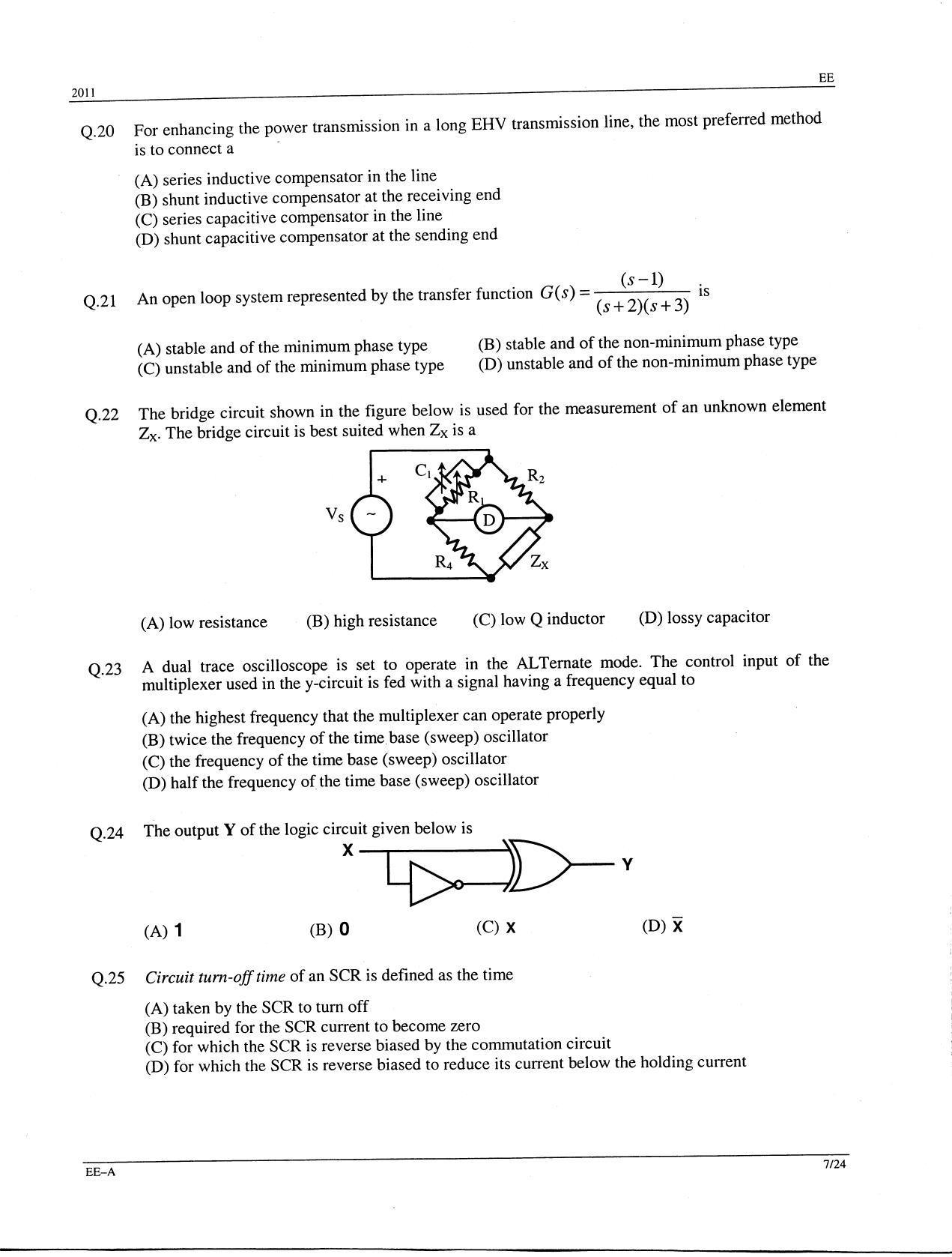 GATE 2011 Electrical Engineering (EE) Question Paper with Answer Key - Page 7
