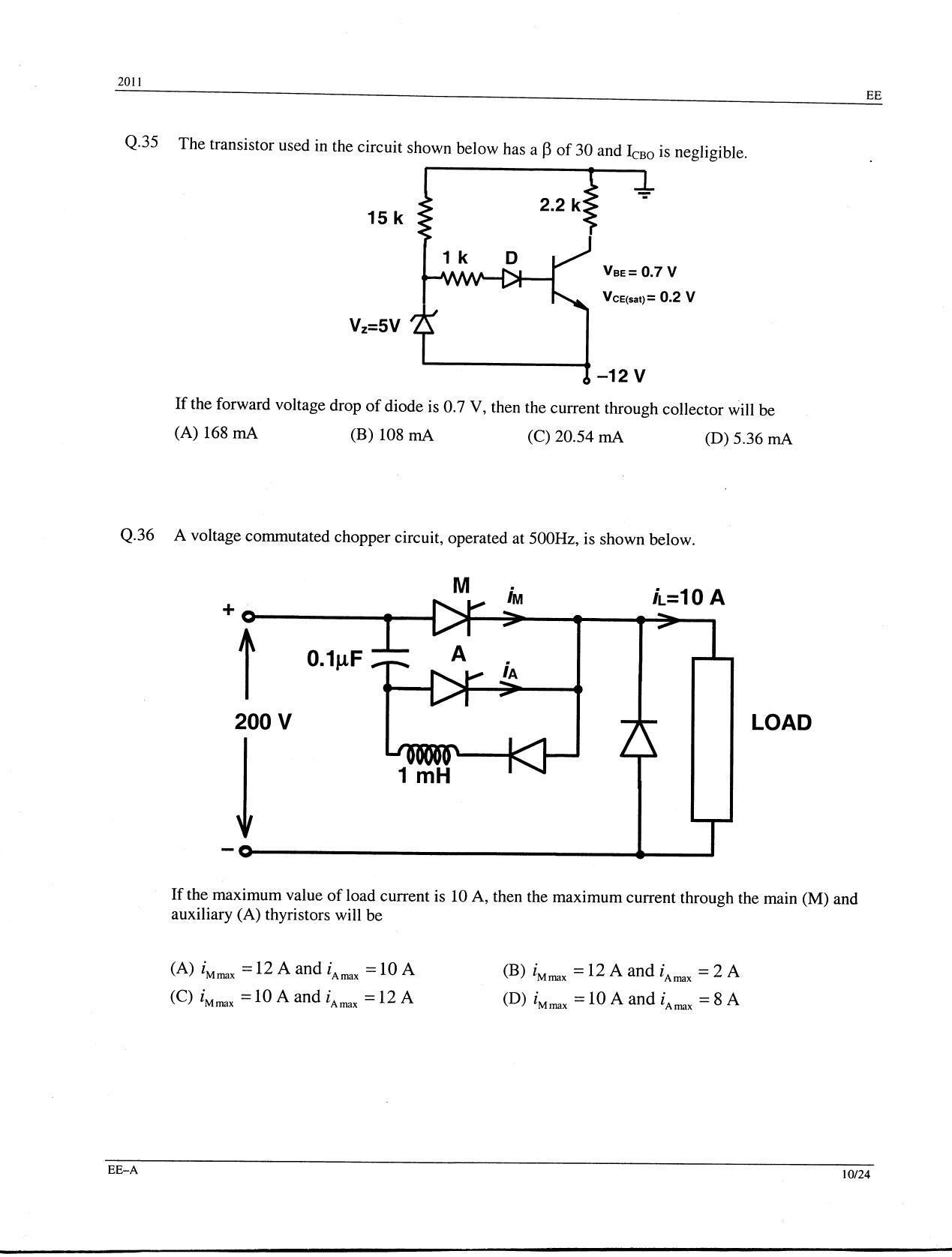 GATE 2011 Electrical Engineering (EE) Question Paper with Answer Key - Page 10