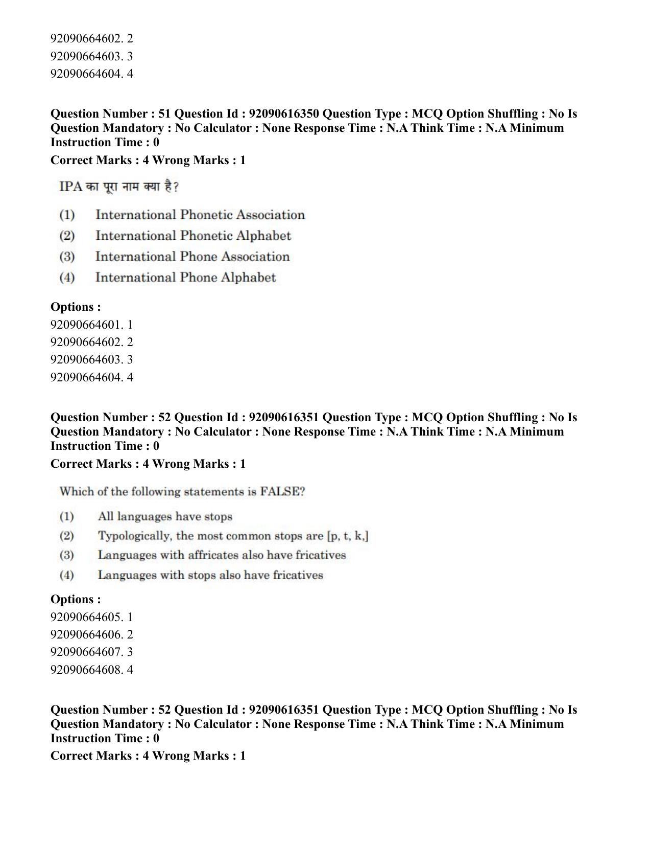 CUET PG 2023: LAQP04 – Linguistics(HINDI)-shift 1 (14-06-2023) Question Paper - Page 55