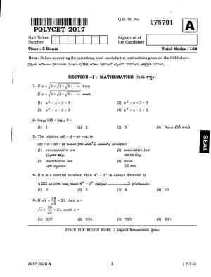 TS POLYCET 2017 Question Paper