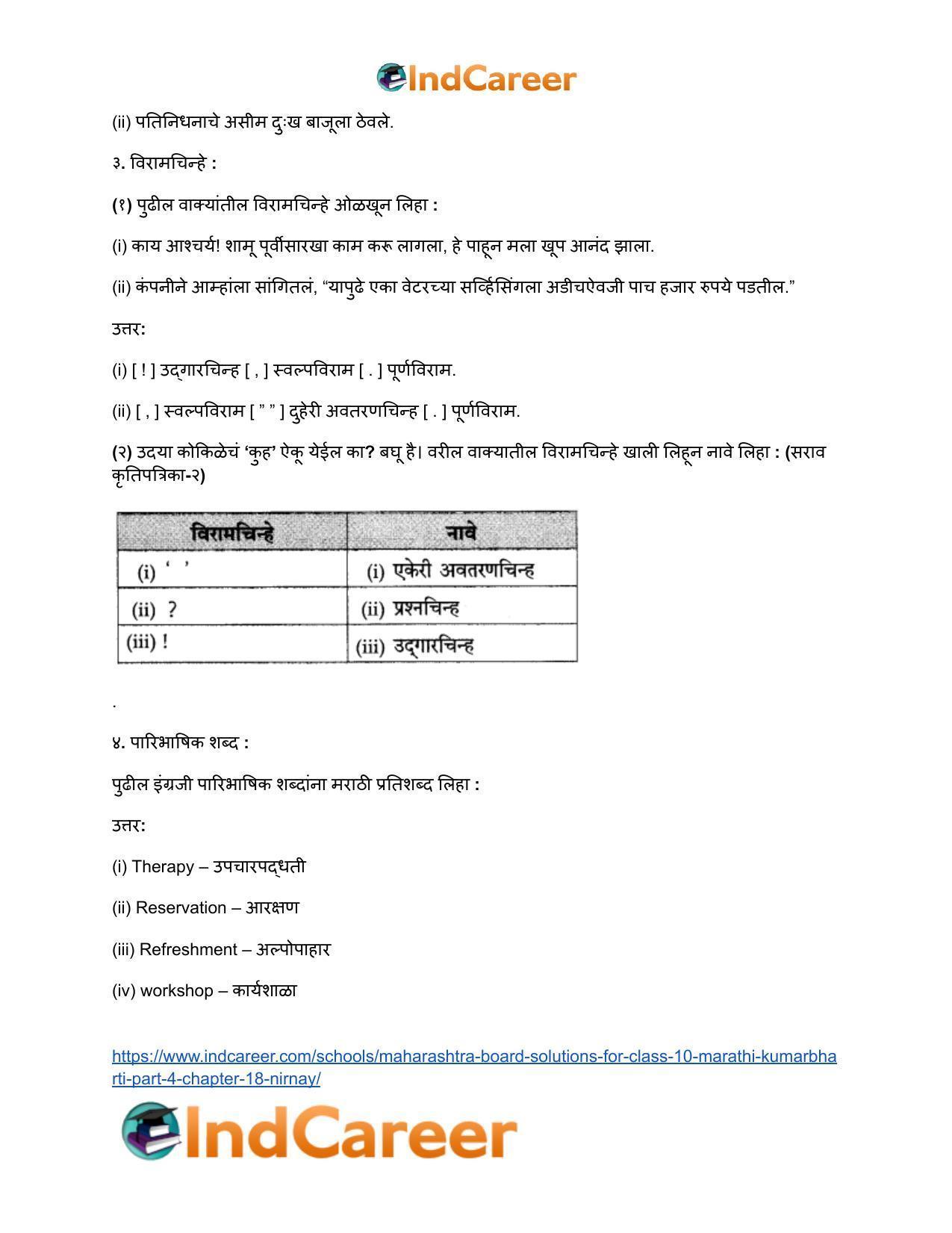Maharashtra Board Solutions for Class 10- Marathi Kumarbharti (Part- 4): Chapter 18- निर्णय - Page 30