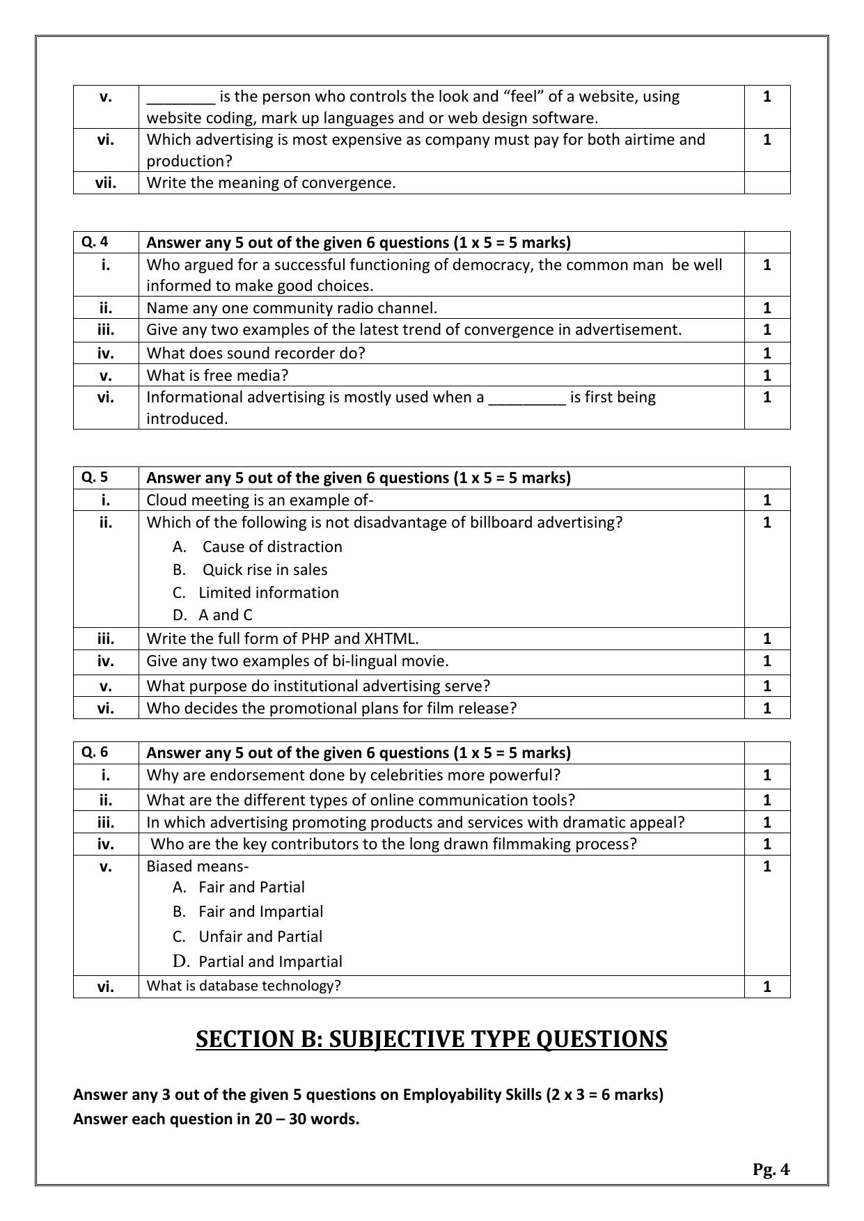 CBSE Class 12 (Skill Education) Mass Media Studies 2024 Sample Paper - Page 4