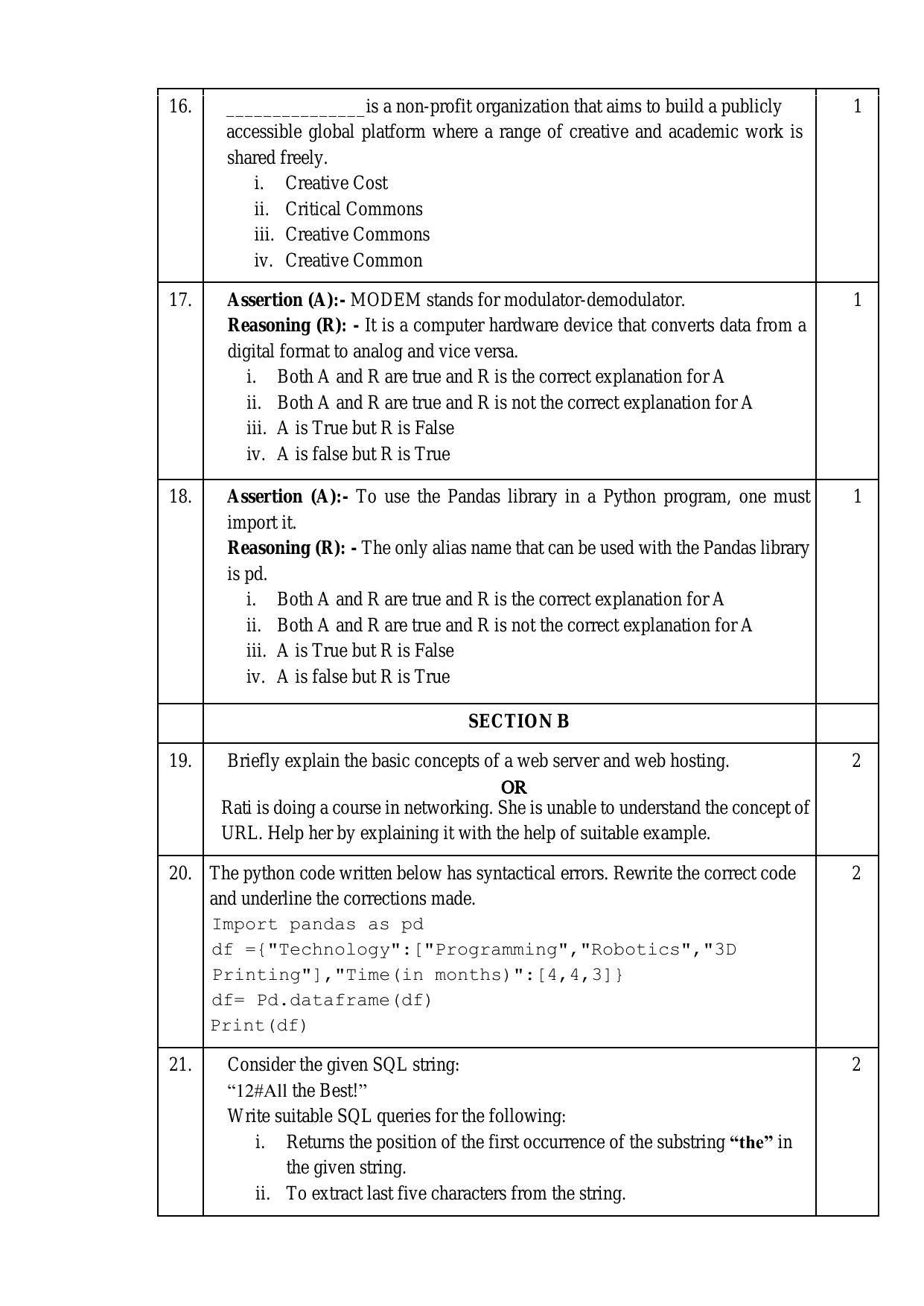 CBSE Class 12 Informatics Practices Sample Paper 2024 - Page 4