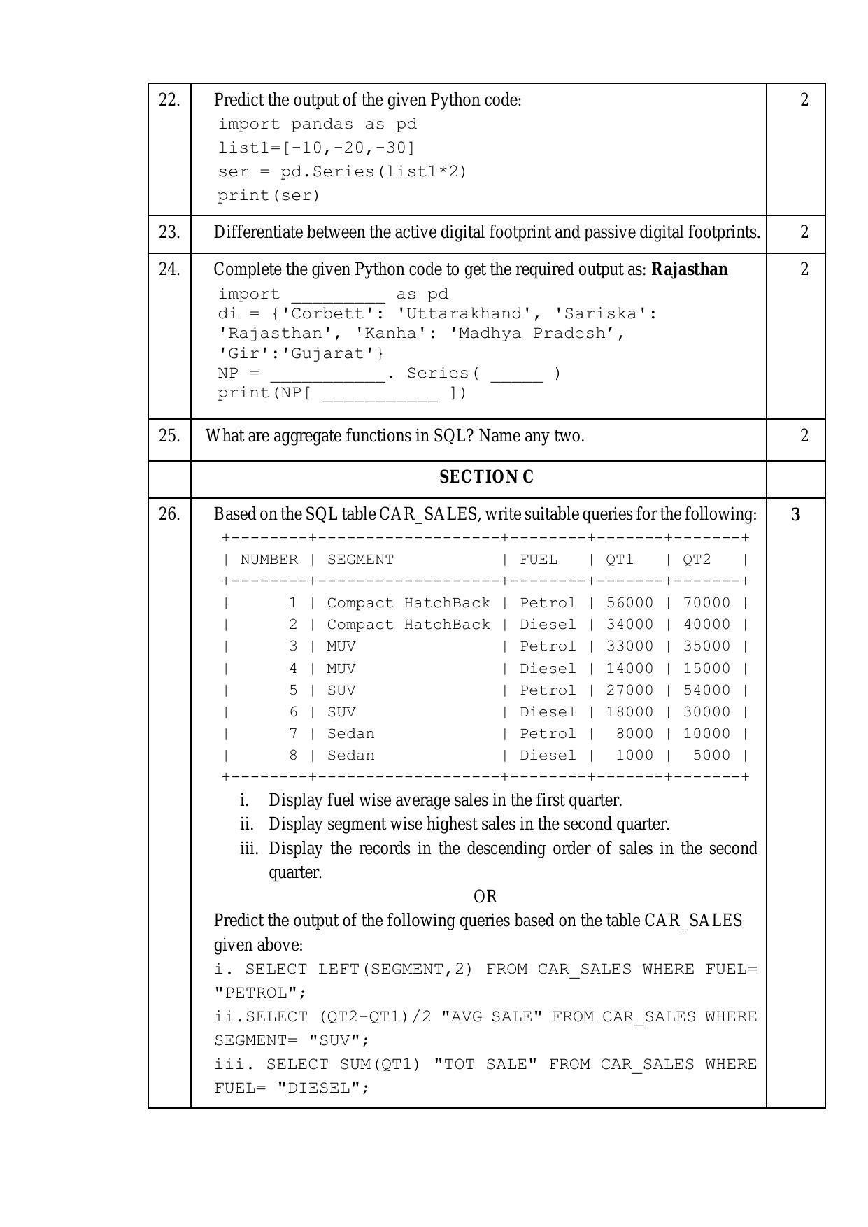 CBSE Class 12 Informatics Practices Sample Paper 2024 - Page 5