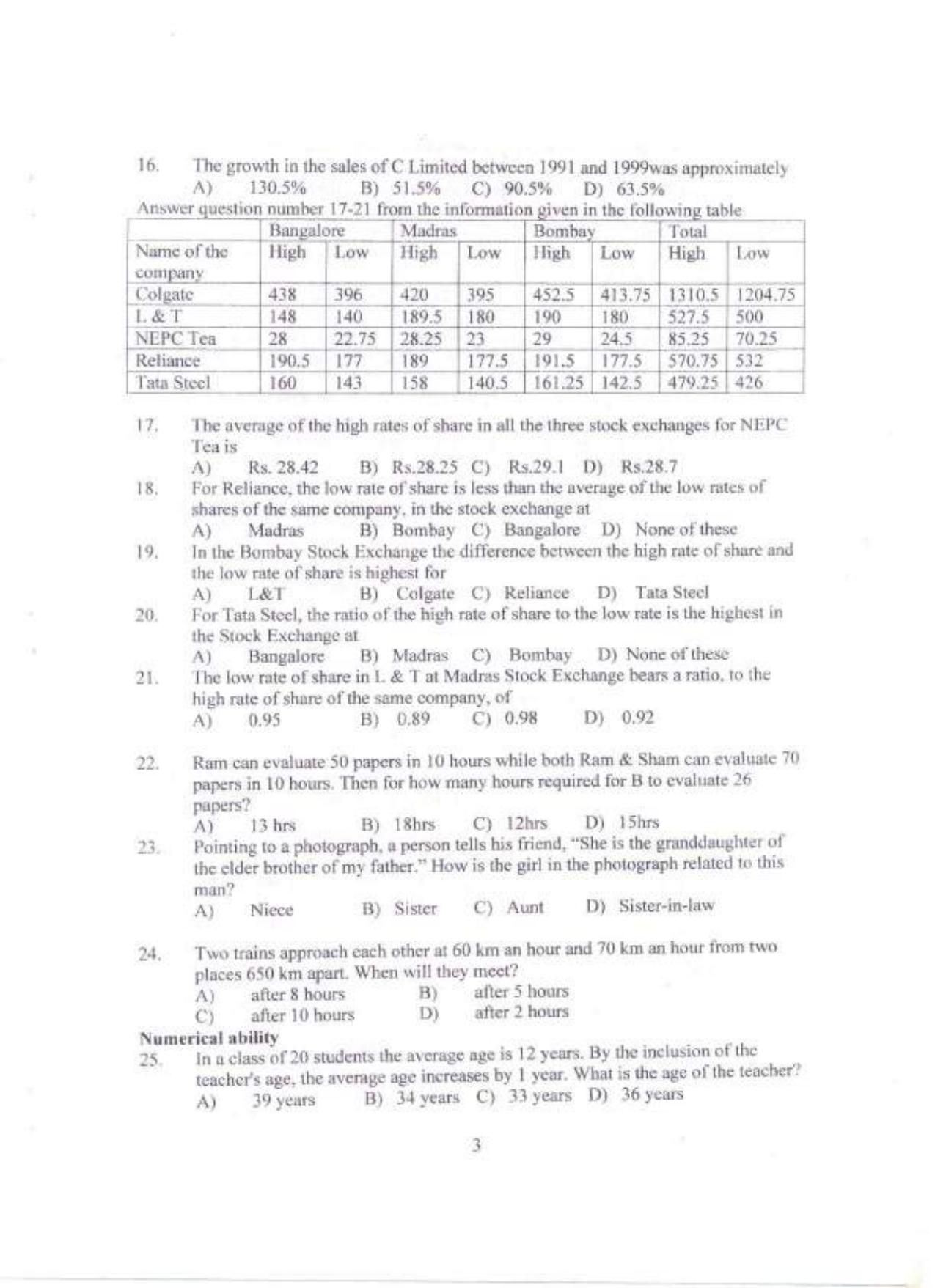 PU MET 2013 Question Booklet with Key - Page 3