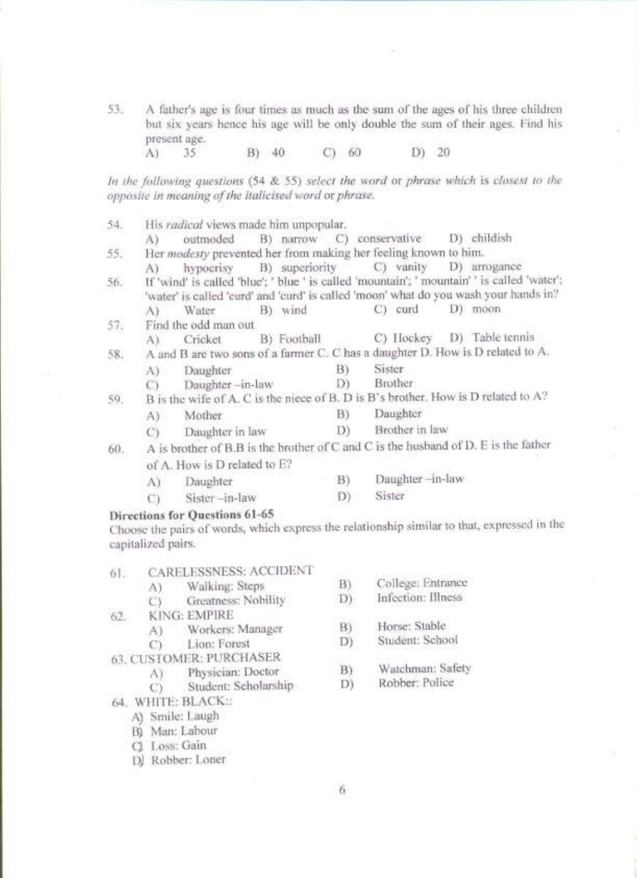 PU MET 2013 Question Booklet with Key - Page 6