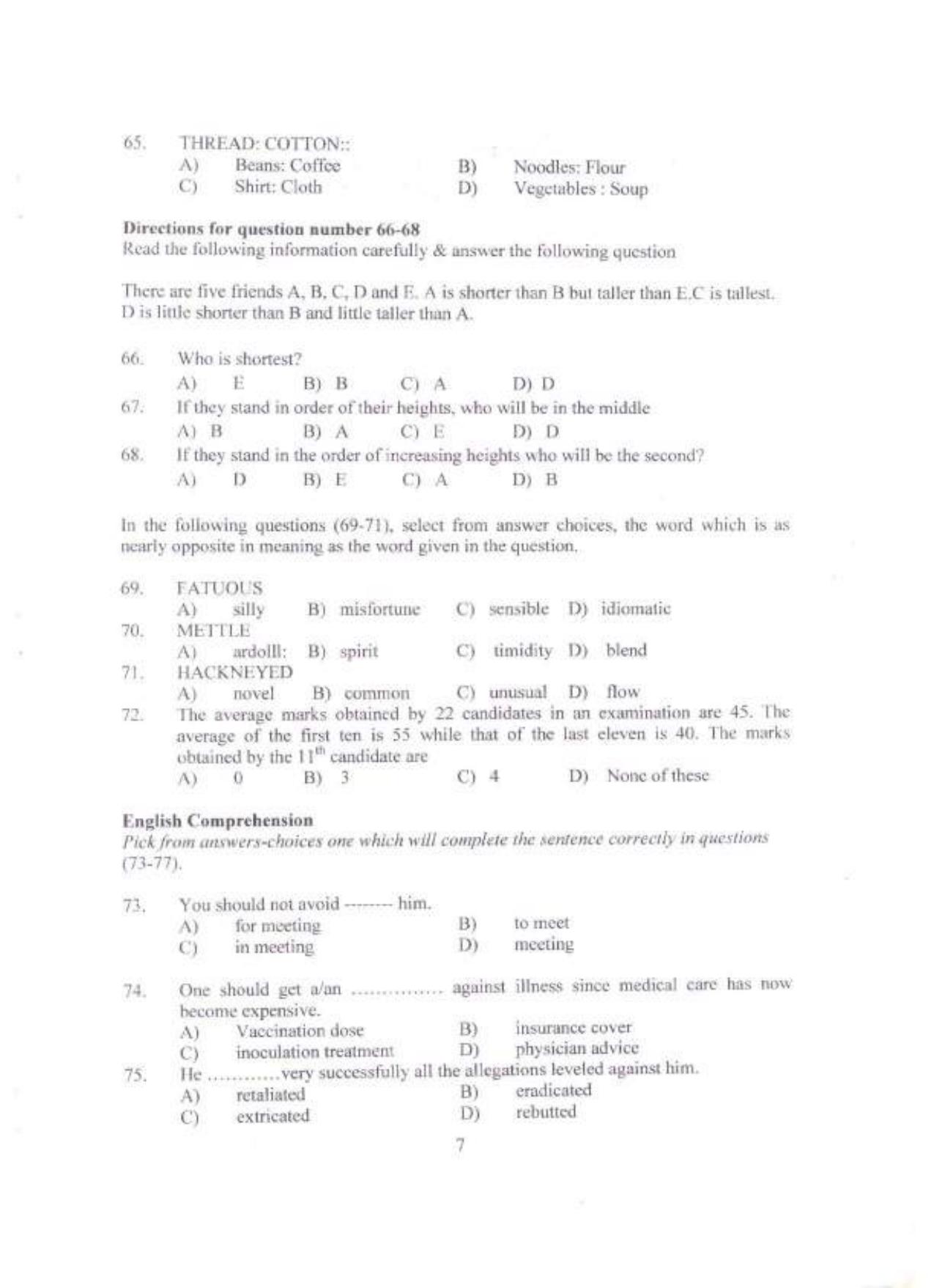 PU MET 2013 Question Booklet with Key - Page 7