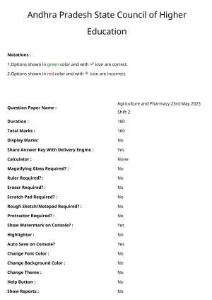 AP EAPCET 2023 - 23 May 2023 Afternoon- Master Agriculture & Pharmacy Question Paper With Preliminary Keys