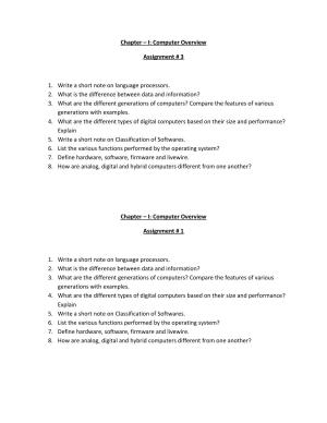 CBSE Worksheets for Class 11 Computer Science Computer Overview Assignment