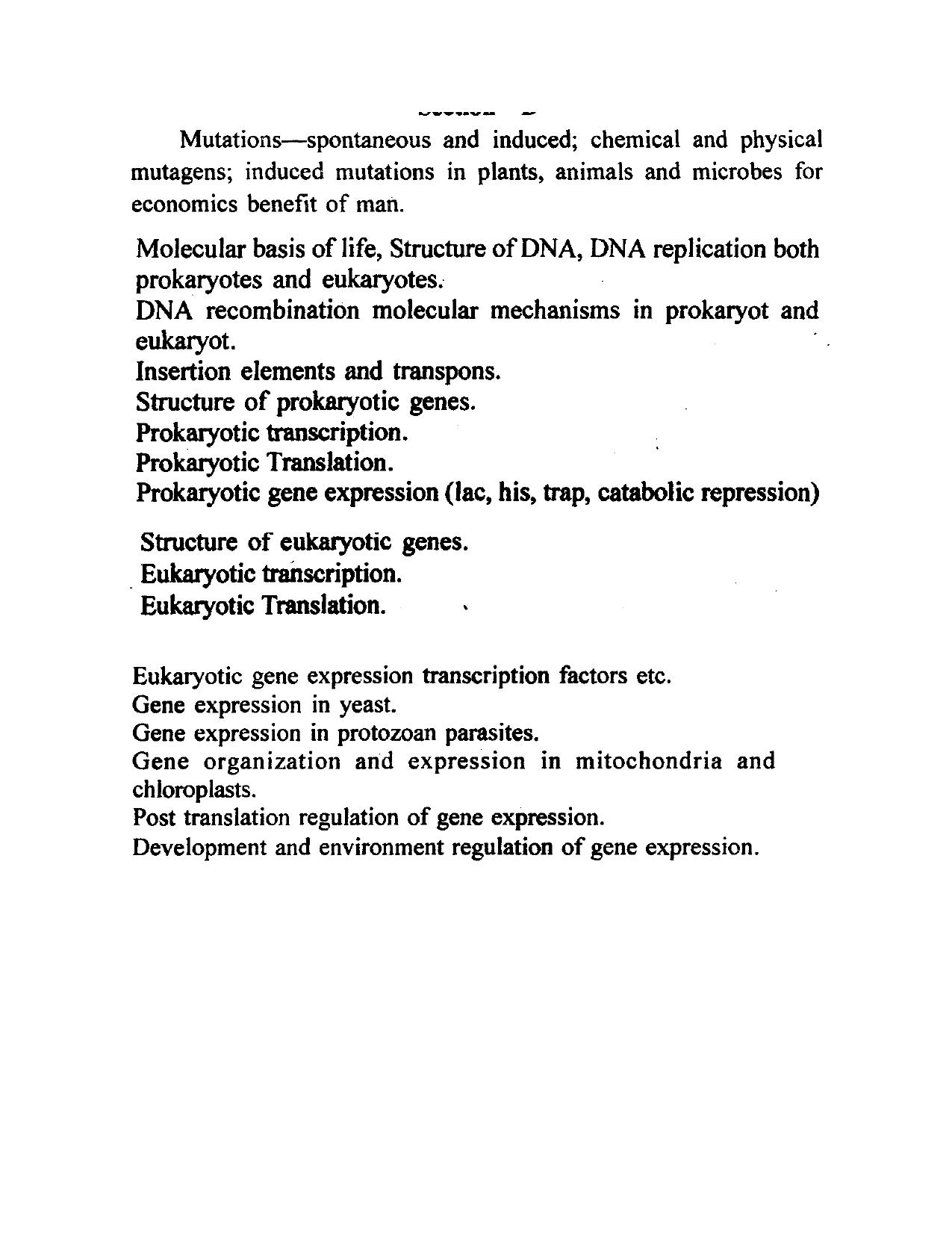 RUHS M.Sc Med Entrance Exam - Group C BSc Biotech / Microbiology Syllabus - Page 3