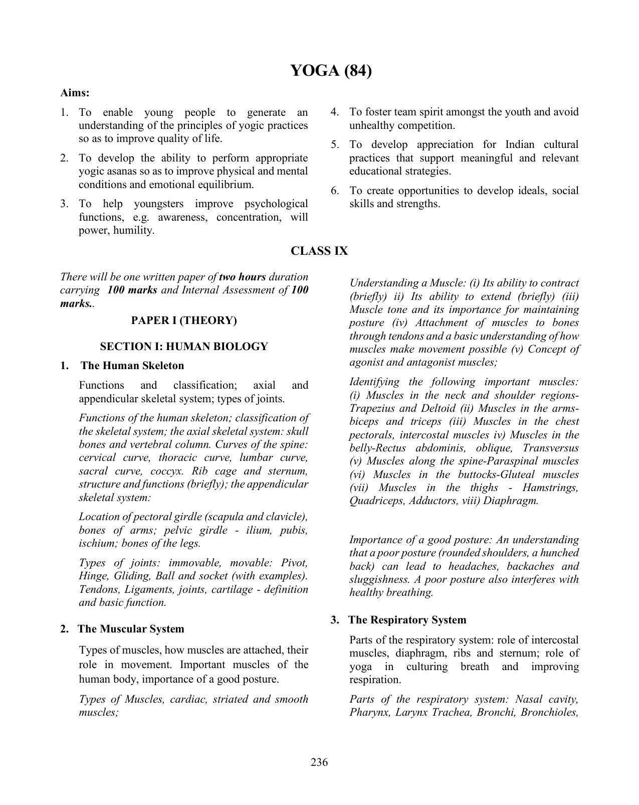 ICSE Yoga Syllabus 2026 - Page 1