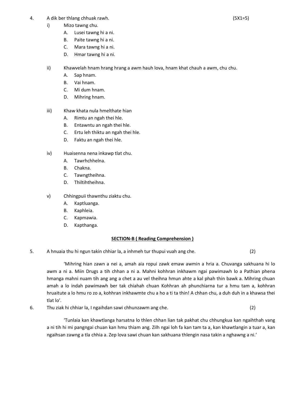 CBSE Class 12 Mizo Sample Question Paper 2024-25 - Page 3