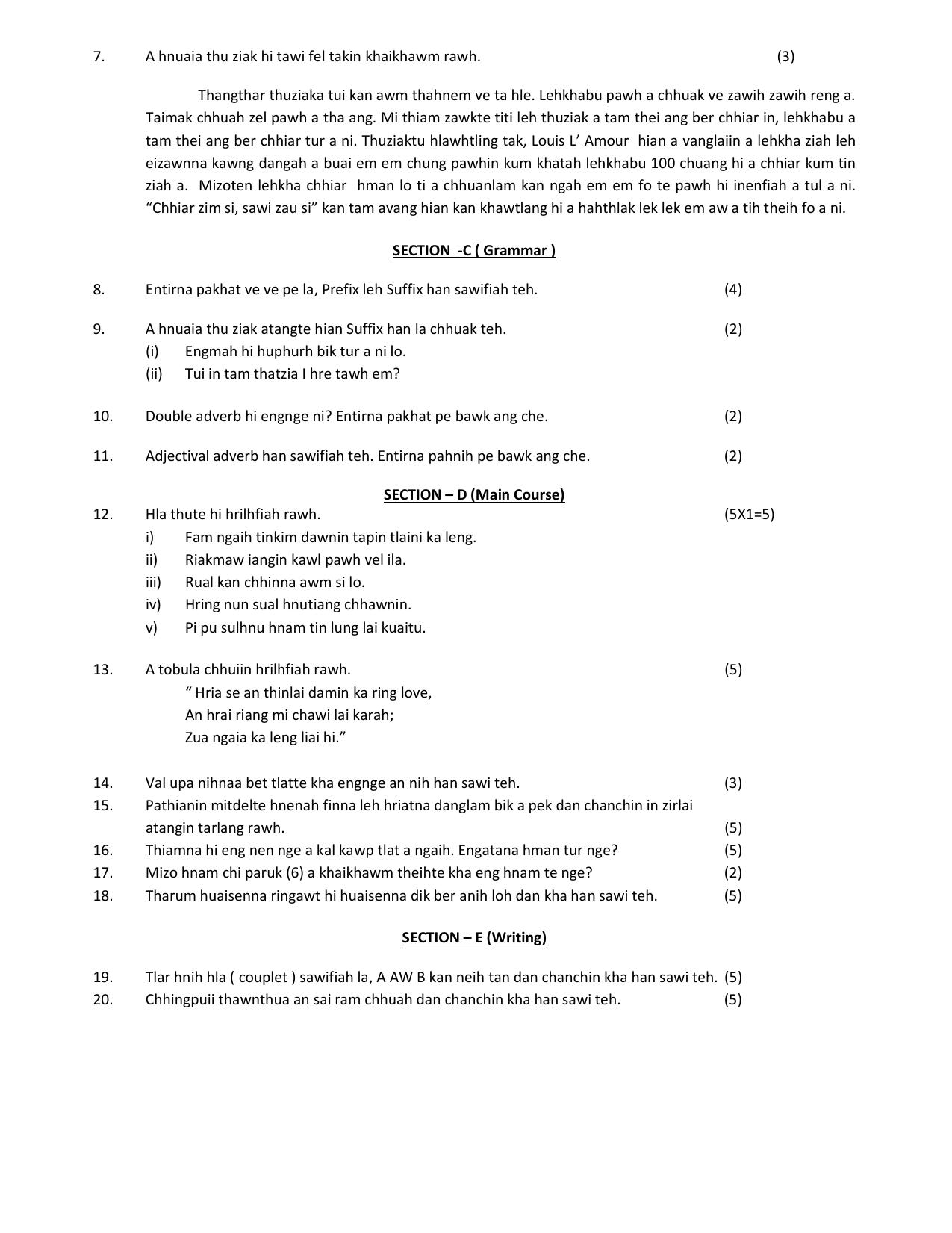 CBSE Class 12 Mizo Sample Question Paper 2024-25 - Page 4