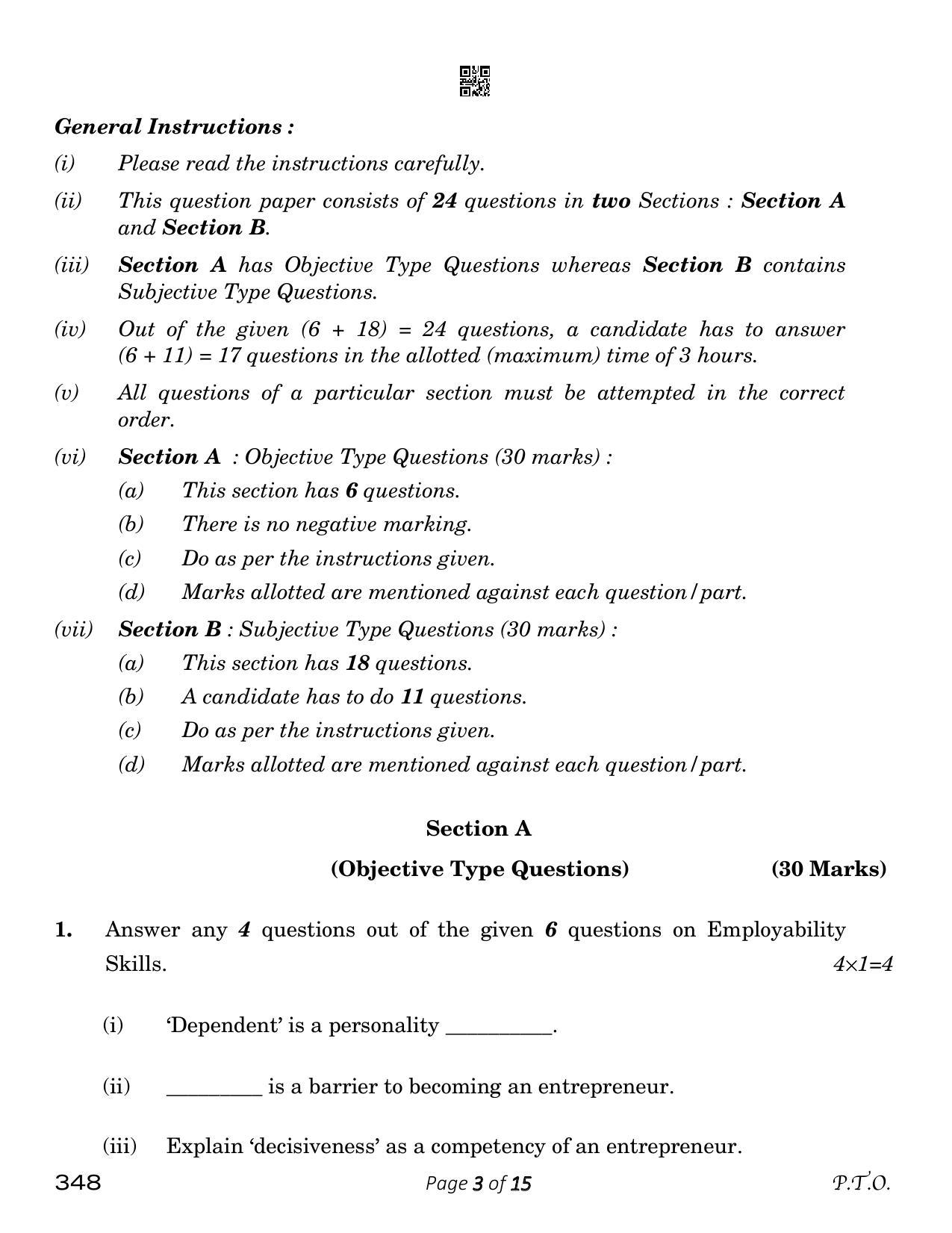 CBSE Class 12 Office Procedures And Practices (Compartment) 2023 Question Paper - Page 3