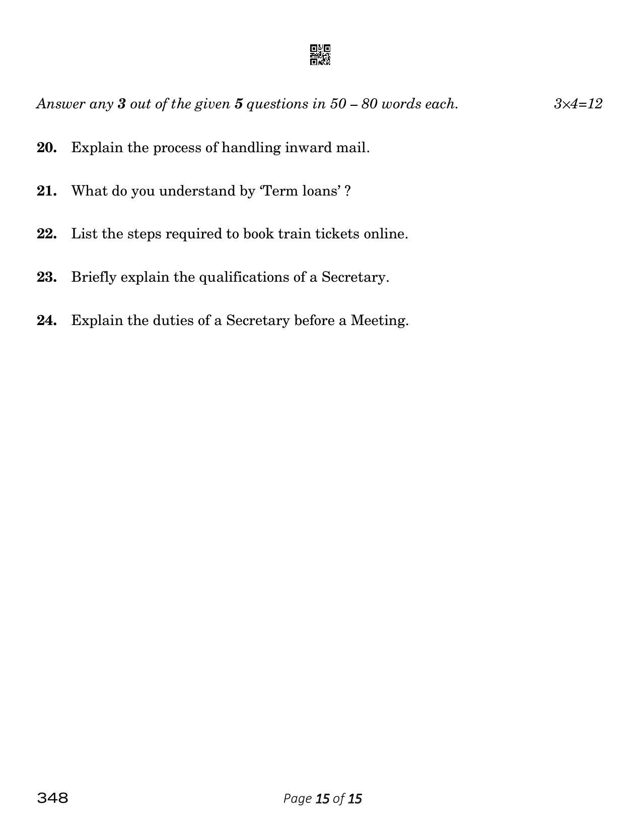 CBSE Class 12 Office Procedures And Practices (Compartment) 2023 Question Paper - Page 15
