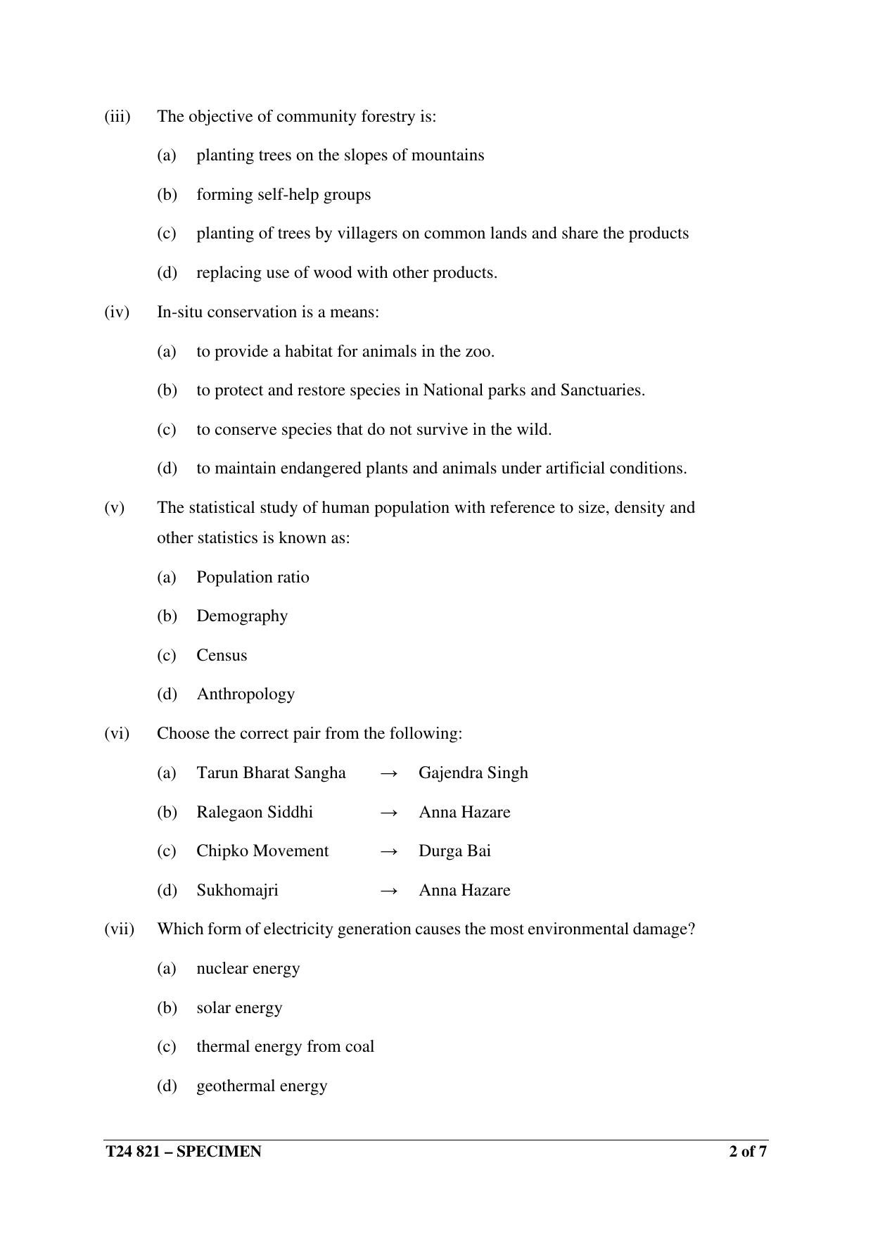 ICSE Class 10  2024 Environmental Science Sample Paper - Page 2