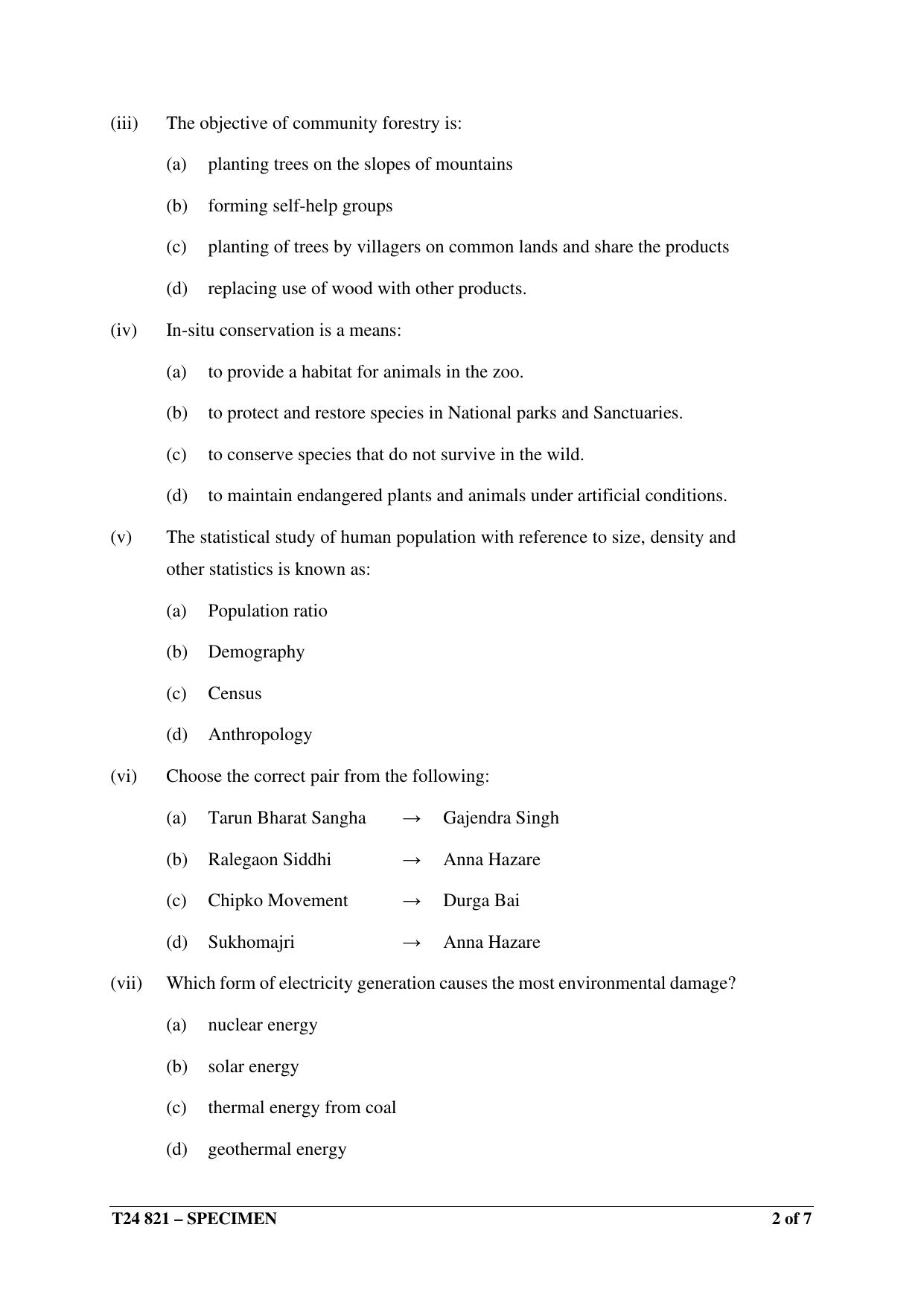 ICSE Class 10 2024 Environmental Science Sample Paper - Page 2