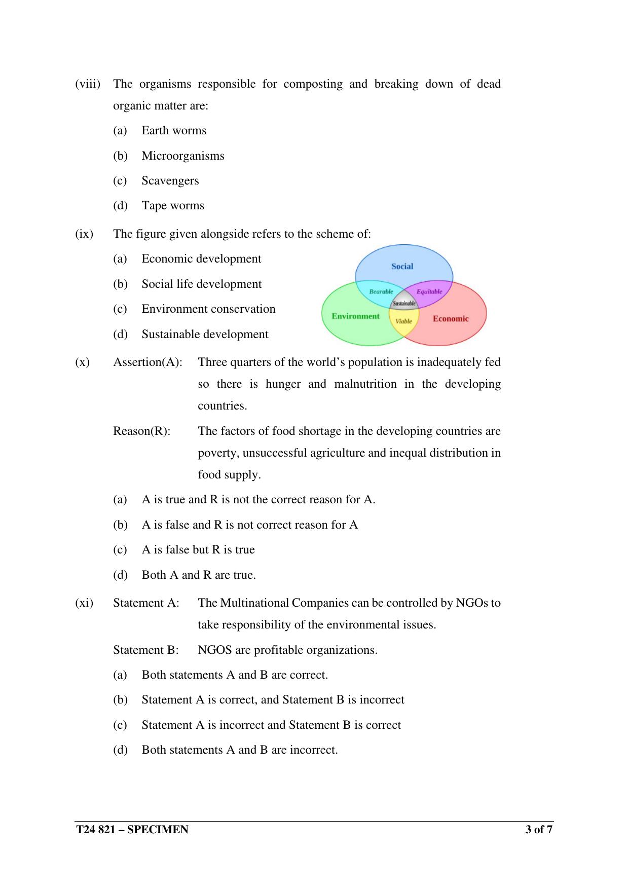 ICSE Class 10  2024 Environmental Science Sample Paper - Page 3