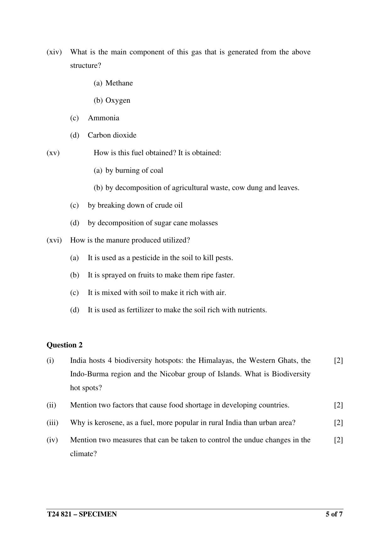 ICSE Class 10  2024 Environmental Science Sample Paper - Page 5