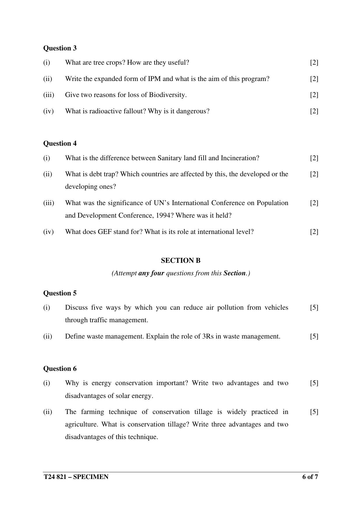 ICSE Class 10  2024 Environmental Science Sample Paper - Page 6