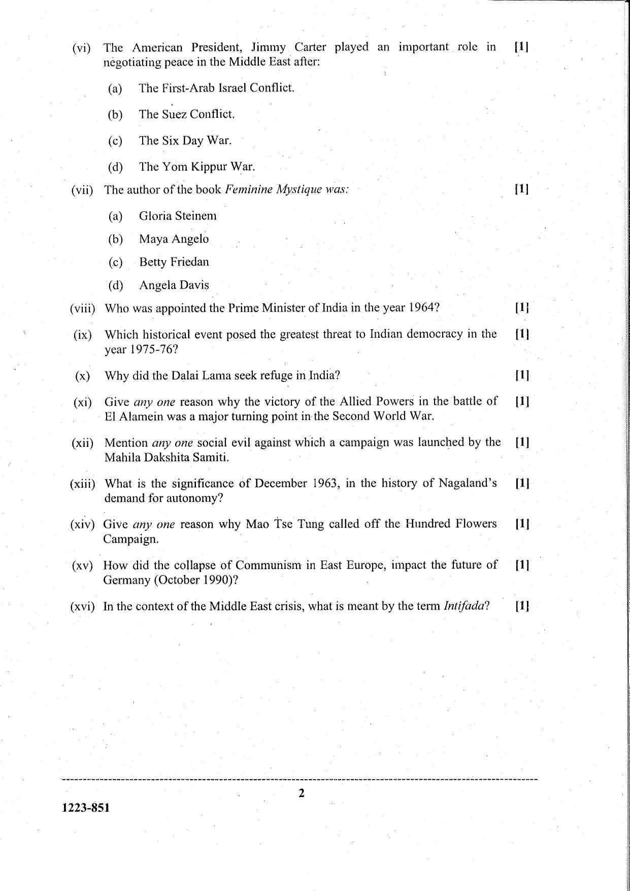 ISC Class 12 History 2023 Question Paper - Page 2