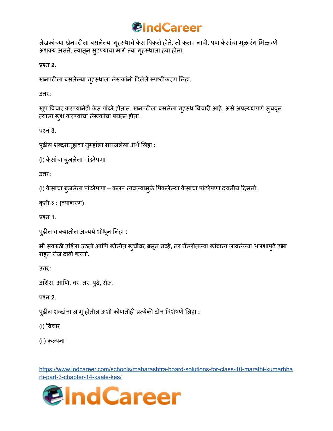 Maharashtra Board Solutions for Class 10- Marathi Kumarbharti (Part- 3): Chapter 14- काळे केस - Page 10