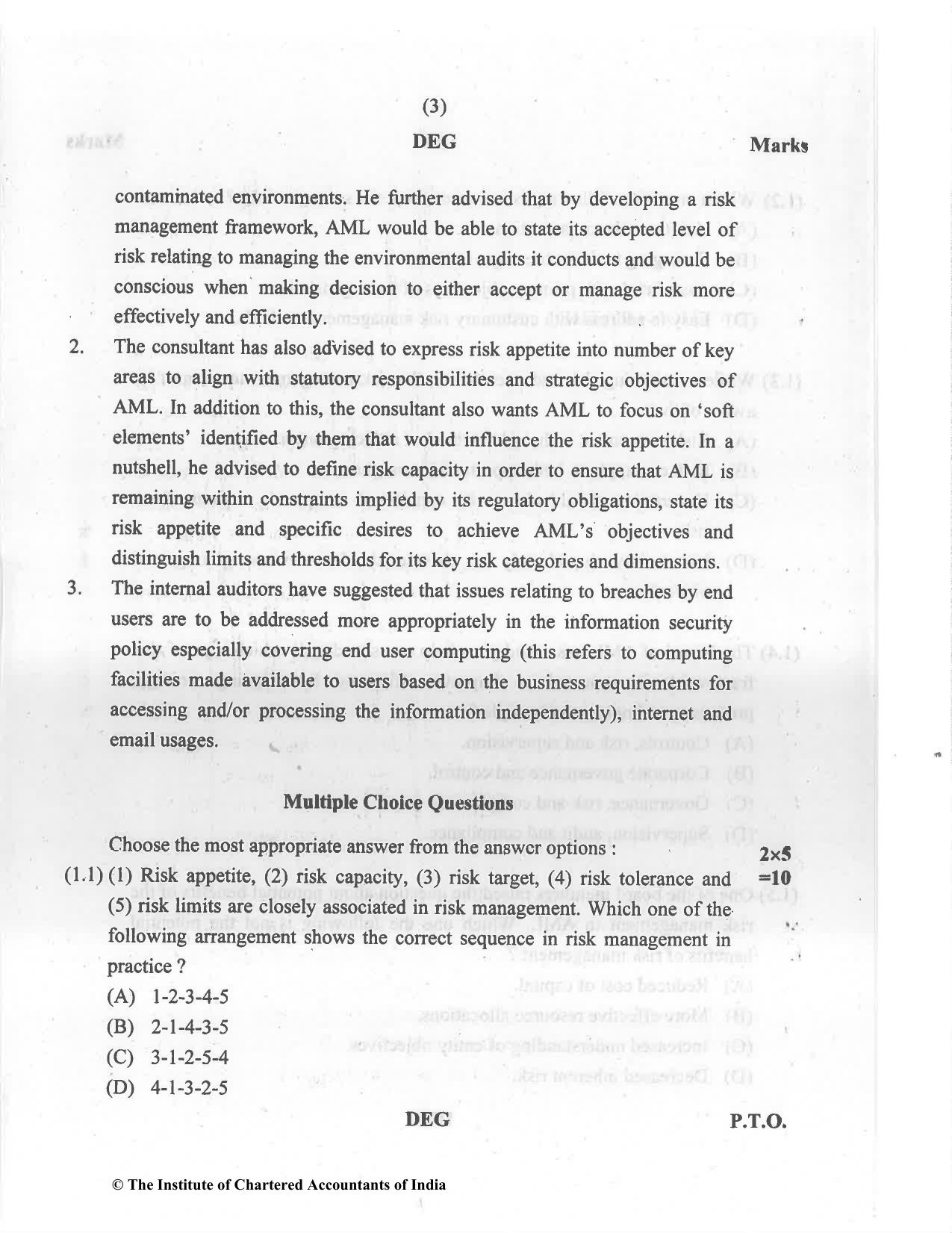 CA Final Jul 2021 Question Paper - Paper 6A – Risk Management - Page 3