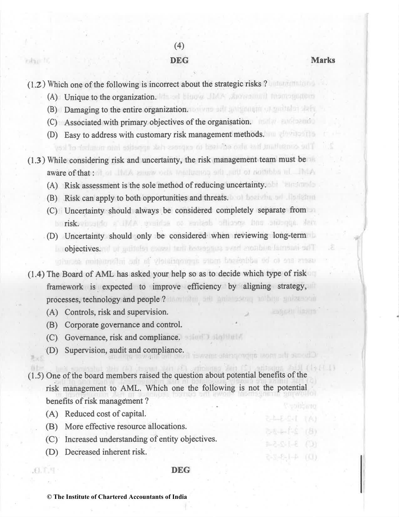 CA Final Jul 2021 Question Paper - Paper 6A – Risk Management - Page 4