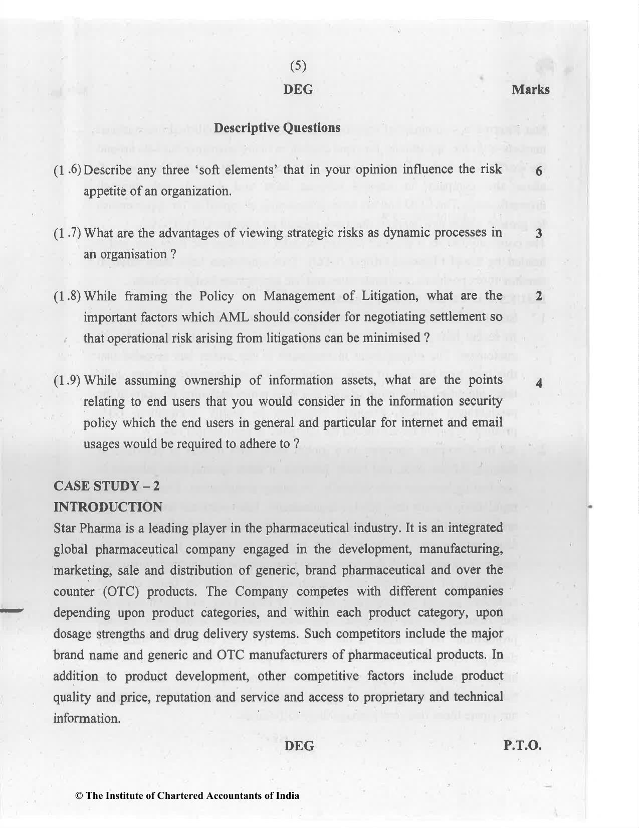 CA Final Jul 2021 Question Paper - Paper 6A – Risk Management - Page 5