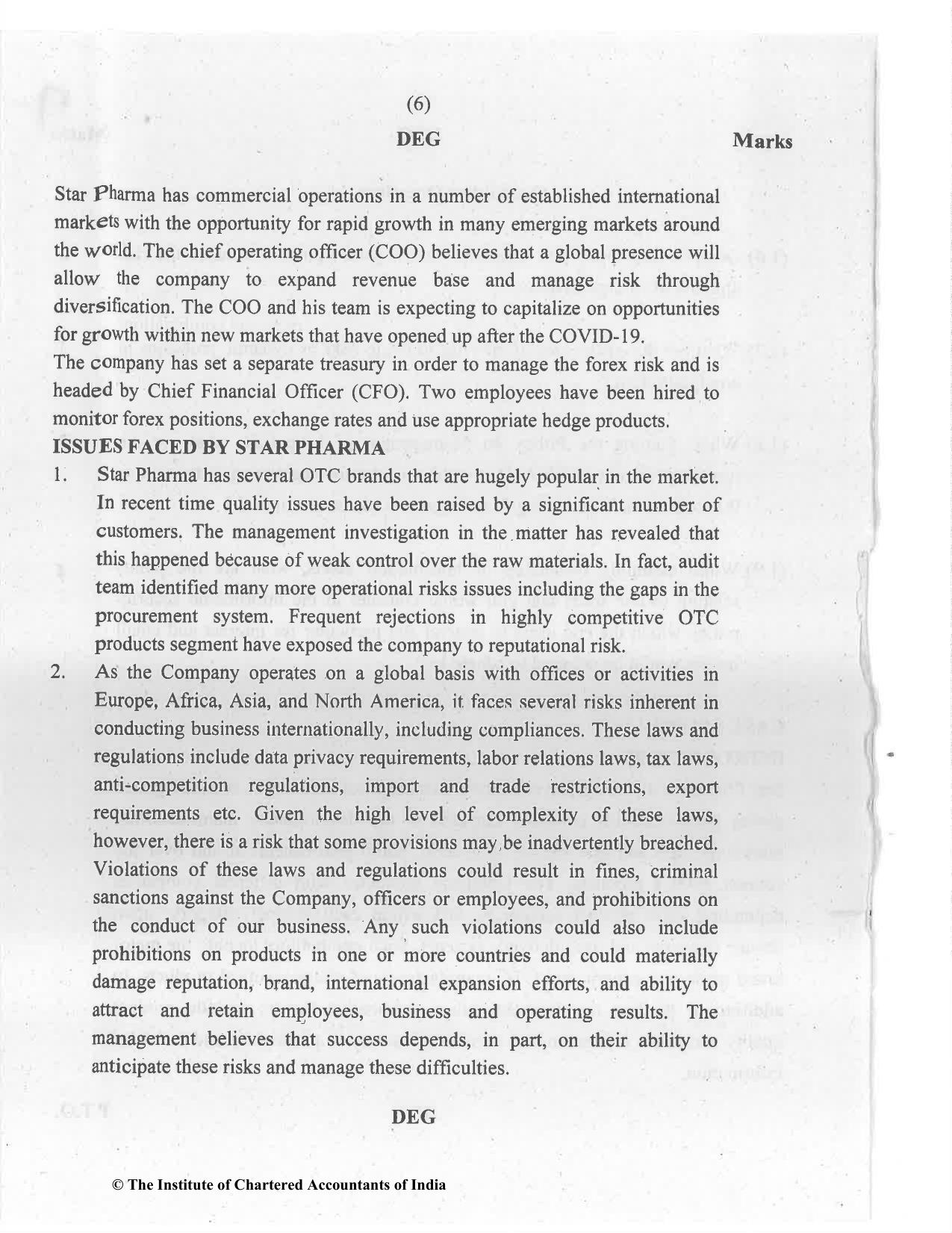 CA Final Jul 2021 Question Paper - Paper 6A – Risk Management - Page 6