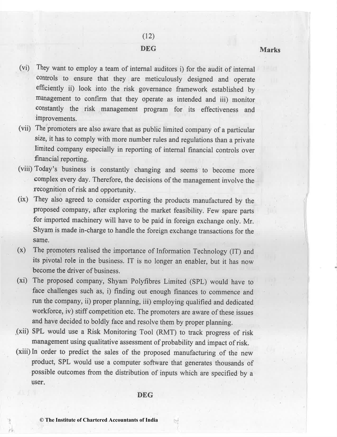 CA Final Jul 2021 Question Paper - Paper 6A – Risk Management - Page 12