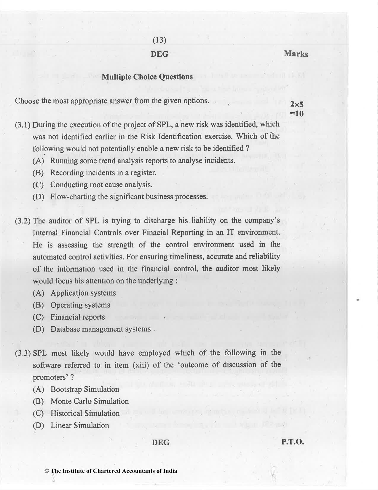 CA Final Jul 2021 Question Paper - Paper 6A – Risk Management - Page 13