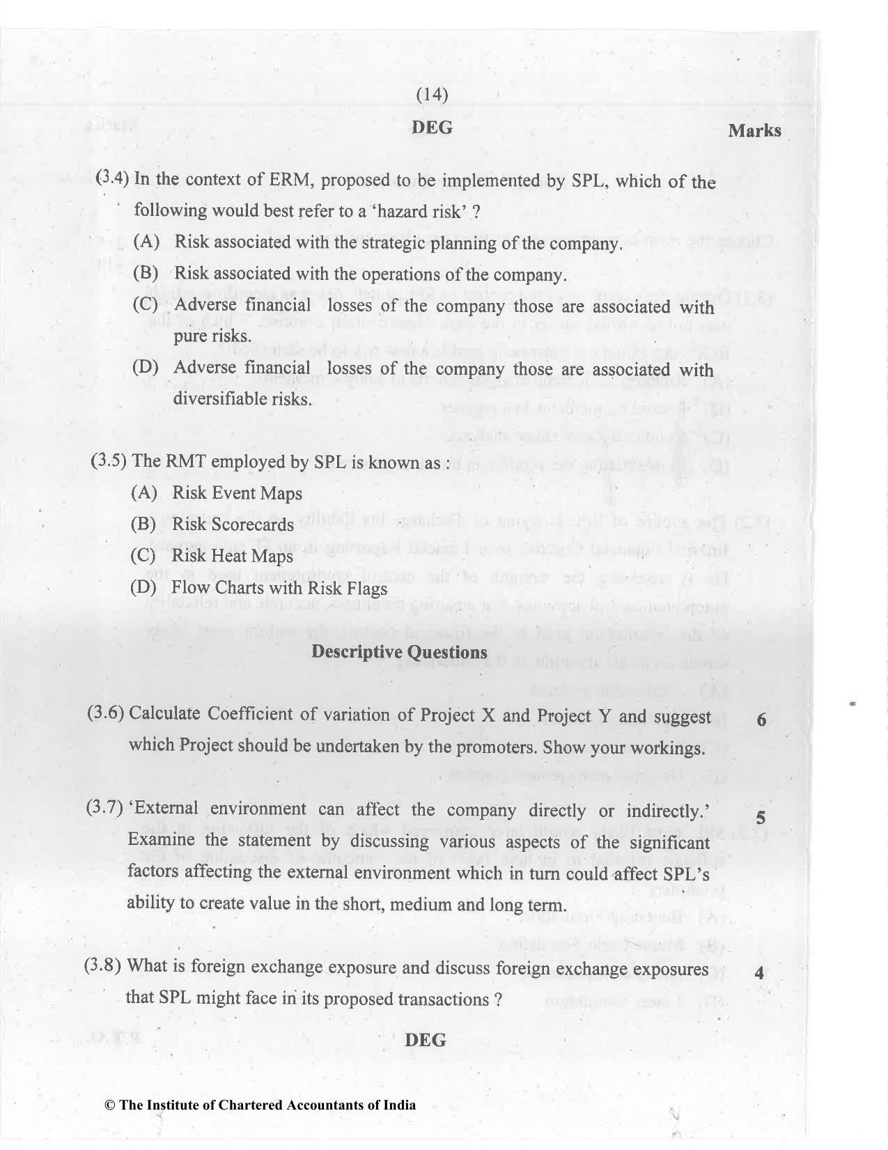 CA Final Jul 2021 Question Paper - Paper 6A – Risk Management - Page 14