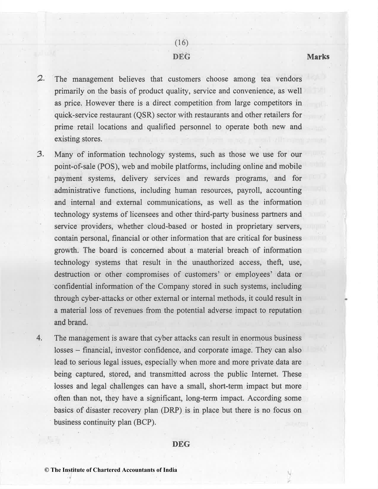 CA Final Jul 2021 Question Paper - Paper 6A – Risk Management - Page 16