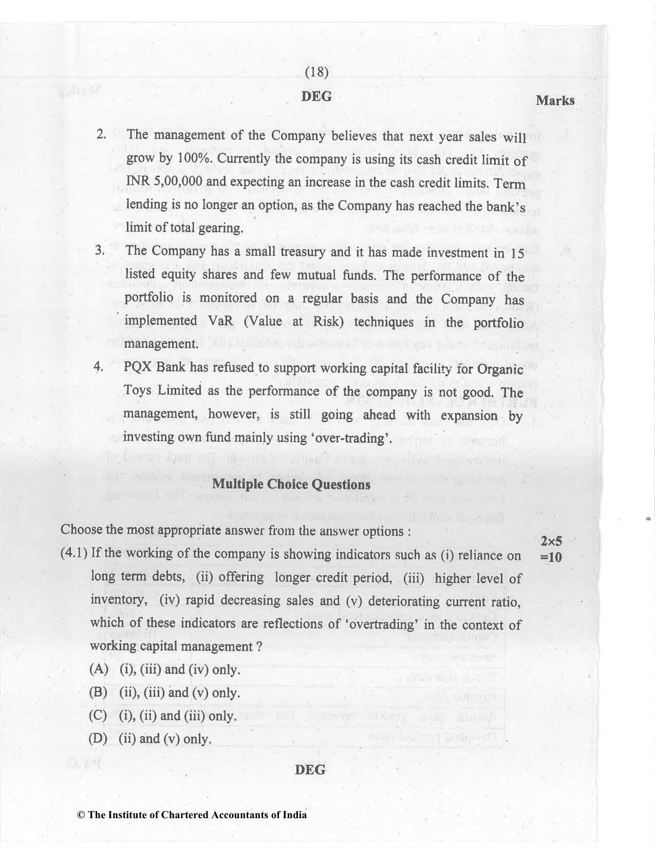 CA Final Jul 2021 Question Paper - Paper 6A – Risk Management - Page 18