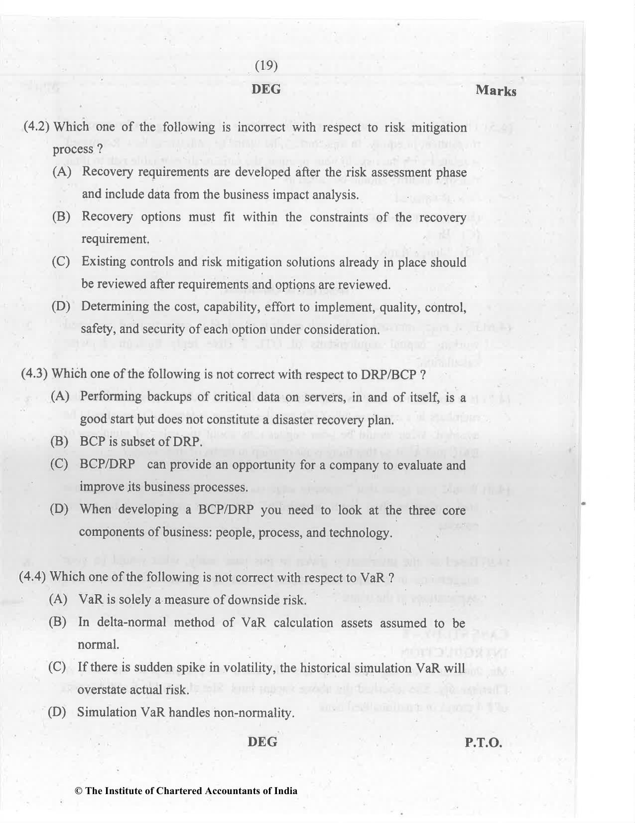 CA Final Jul 2021 Question Paper - Paper 6A – Risk Management - Page 19
