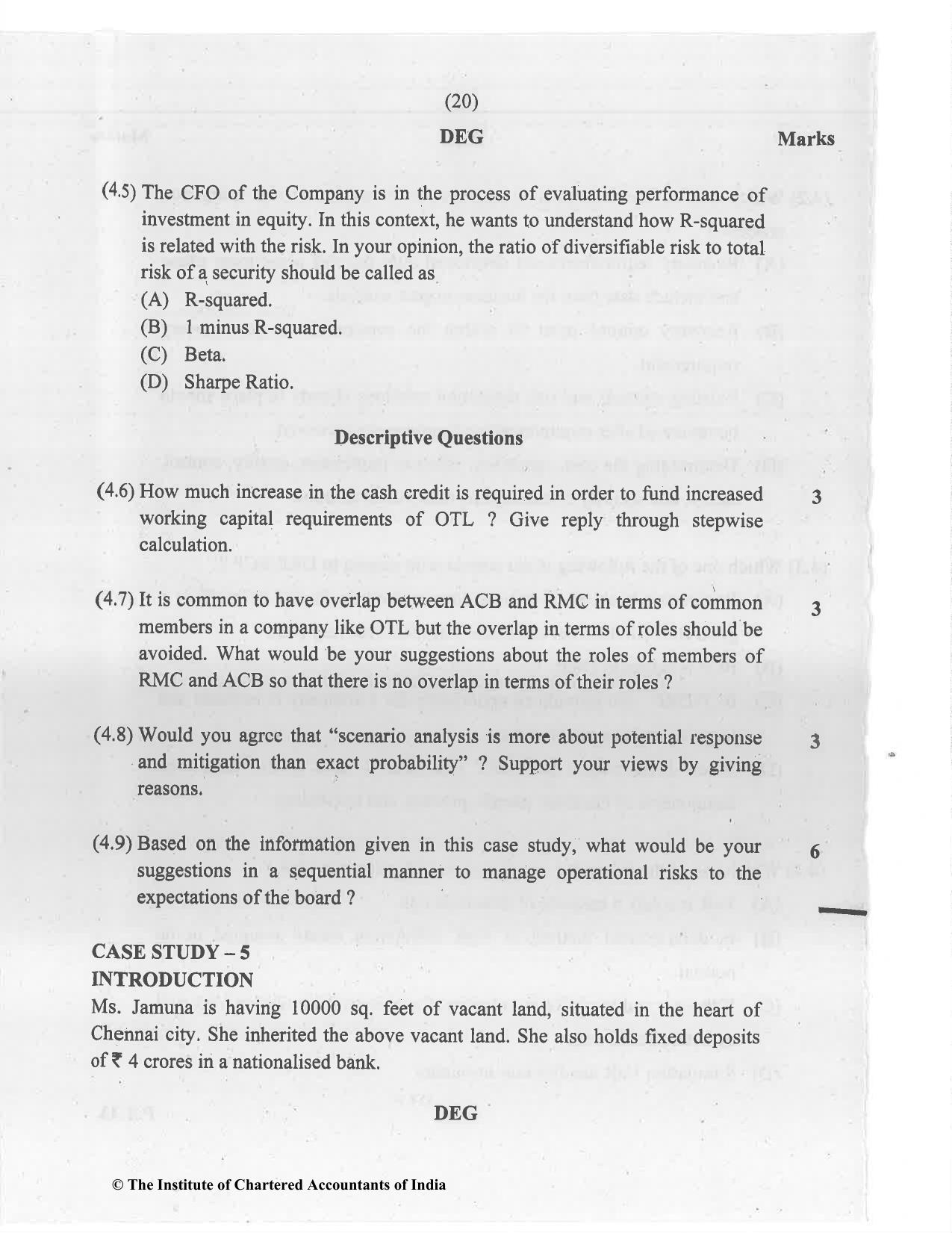 CA Final Jul 2021 Question Paper - Paper 6A – Risk Management - Page 20